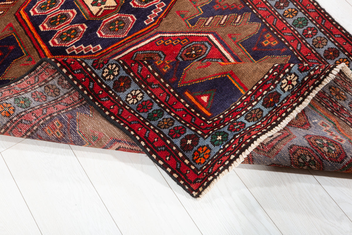 Vintage Brown Finely Drawn All-Over Pattern Hand-Knotted Area Rug – 6' 8" x 3' 5" (203 x 104 cm)