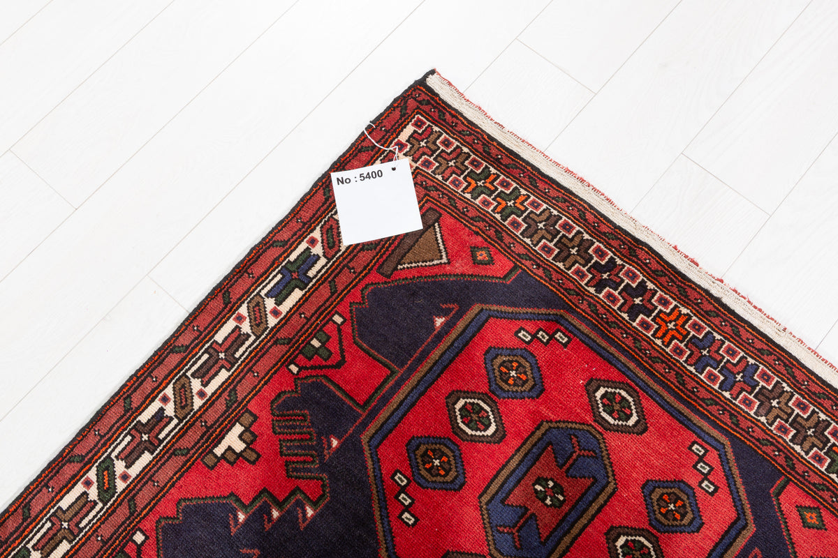 Vintage Red Large Geometric Medallion Hand-Knotted Area Rug – 6' 7" x 3' 4" (201 x 101 cm)