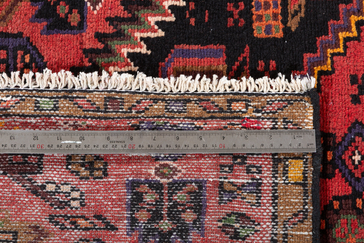 Vintage Rust Red Bold Geometric Medallion Hand-Knotted Area Rug – 6' 0" x 3' 0" (184 x 92 cm)
