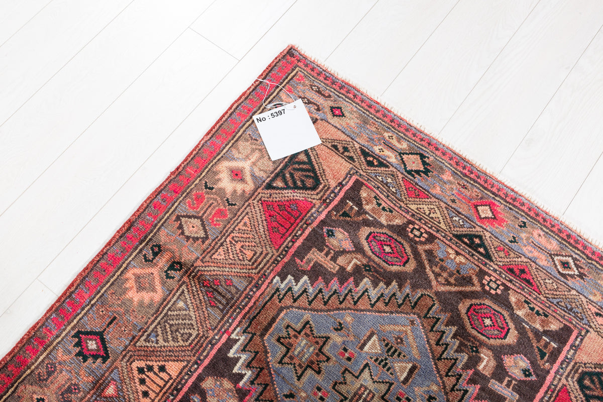 Vintage Faded Camel Brown Geometric Medallion Hand-Knotted Area Rug – 6' 9" x 3' 7" (205 x 108 cm)