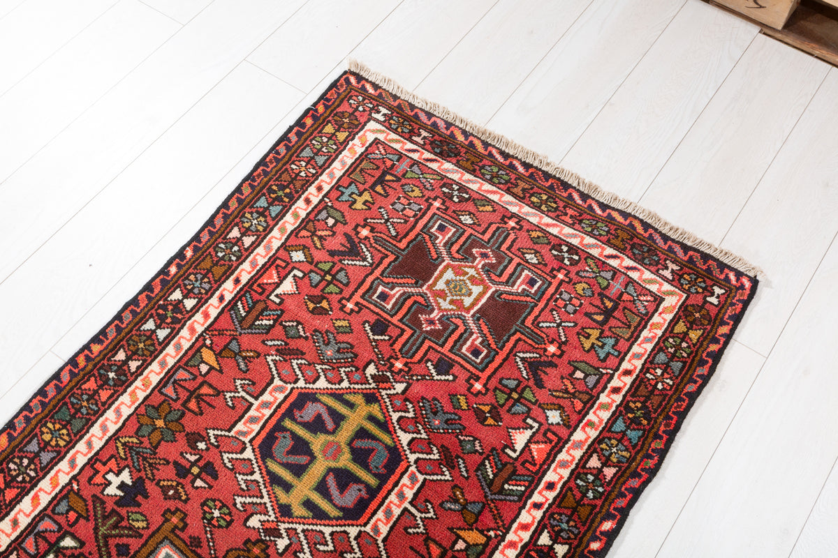 Vintage Long Narrow Hallway Runner Rug, Red – 15' 9" x 2' 6" (481 x 76 cm)