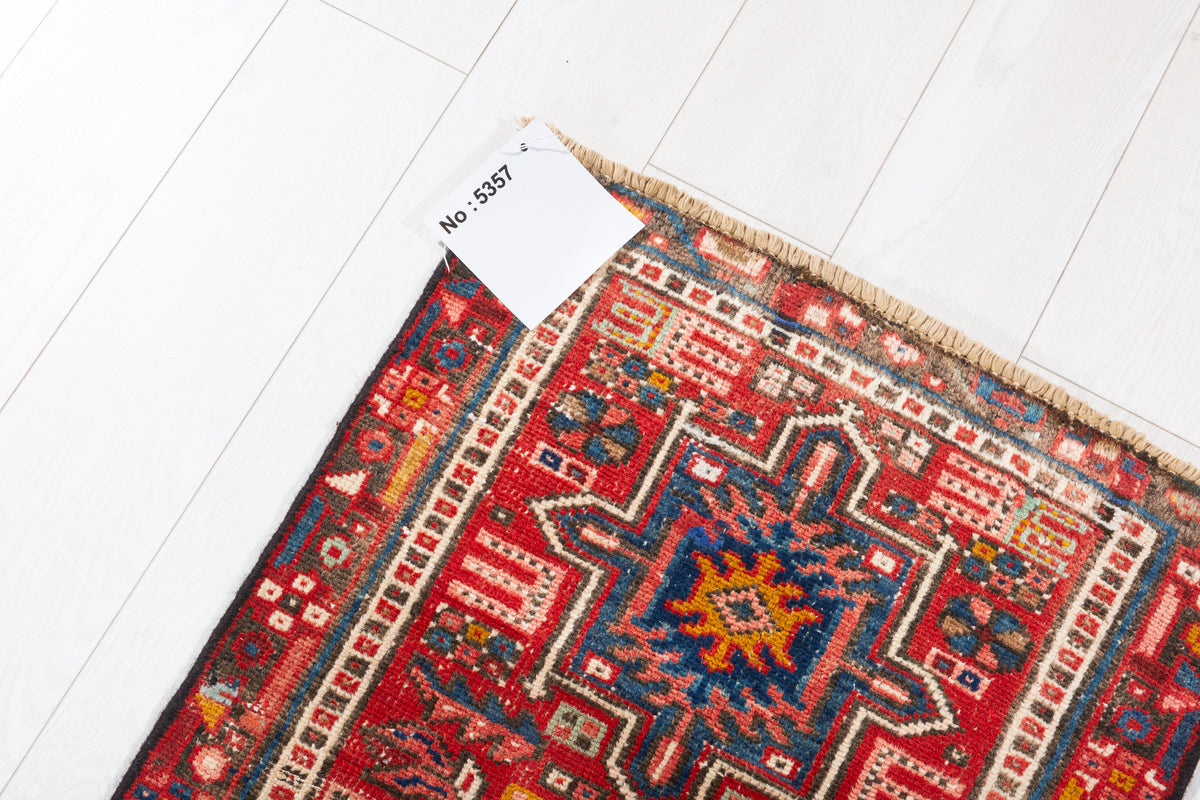 Antique Distressed Extra-Narrow Long Runner Rug, Red – 12' 5" x 1' 11" (378 x 58 cm)