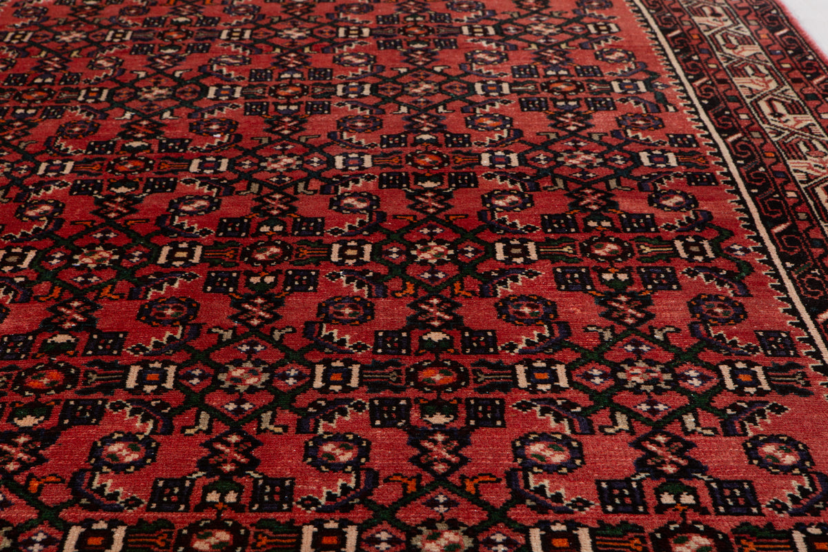 Vintage Red & Beige Wool Rug – 9' 1" x 4' 5" (278 x 135 cm)