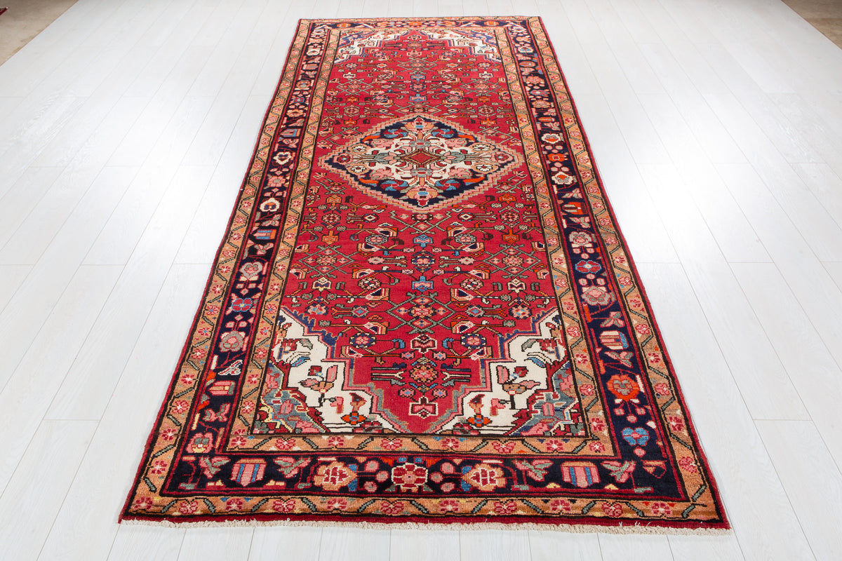Vintage Red Wool Rug – 10' 1" x 4' 4" (308 x 133 cm)