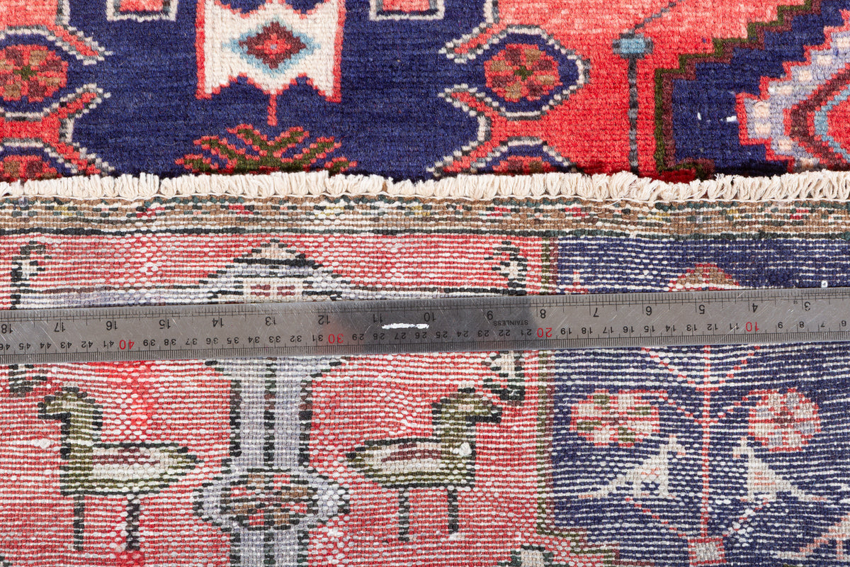 Vintage Geometric Medallion Runner Rug, Red – 12' 4" x 2' 6" (375 x 75 cm)