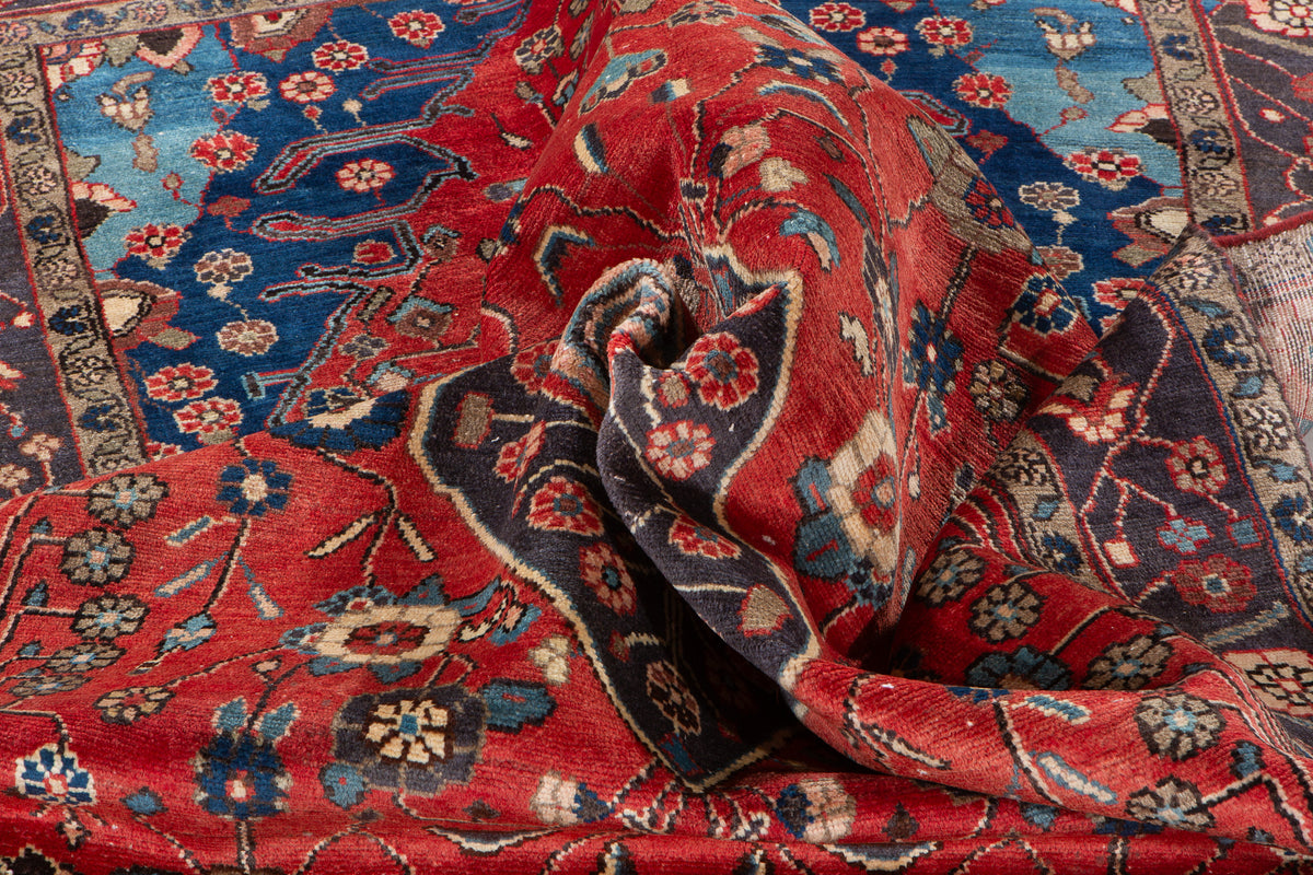 Vintage Red Geometric Medallion Wool Rug – 9' 2" x 5' 2" (279 x 158 cm)