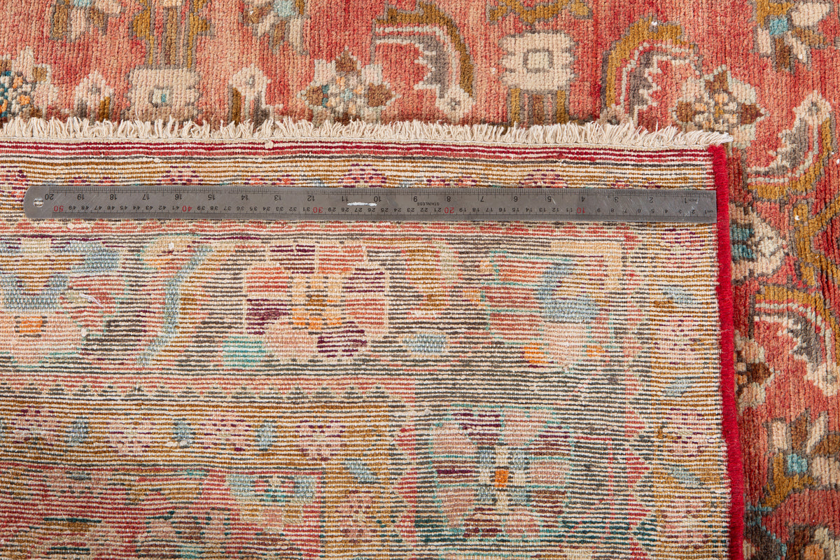 Rare Collectible Antique Faded Rust Red Wool Rug – 6' 5" x 5' 8" (196 x 173 cm)