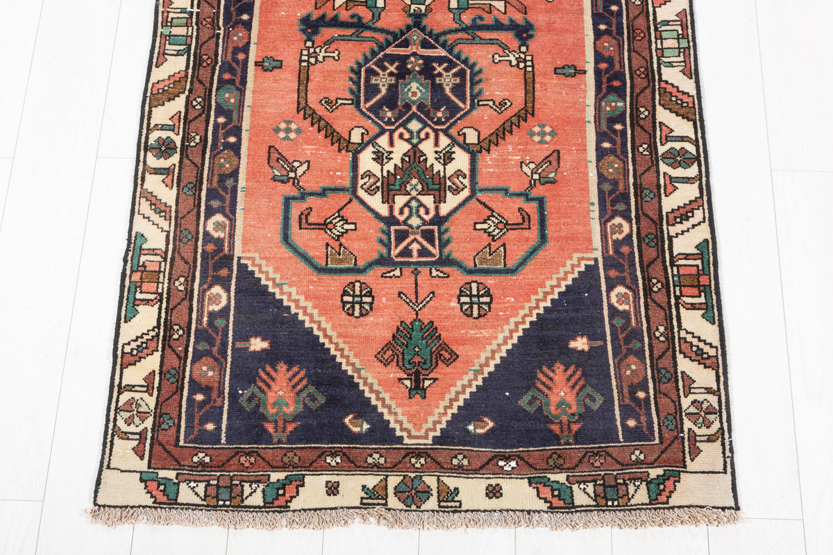 Vintage Medallion Runner Rug, Faded Red – 13' 2" x 3' 3" (402 x 98 cm)
