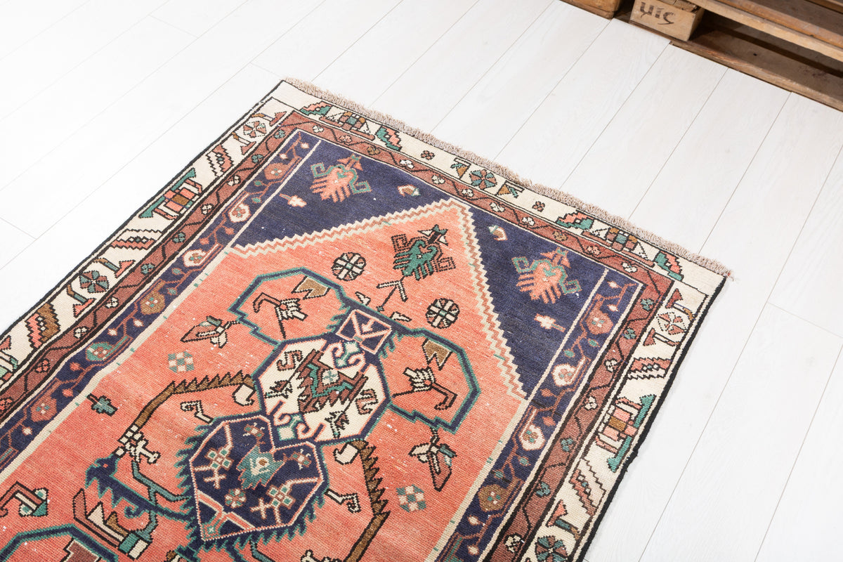 Vintage Medallion Runner Rug, Faded Red – 13' 2" x 3' 3" (402 x 98 cm)