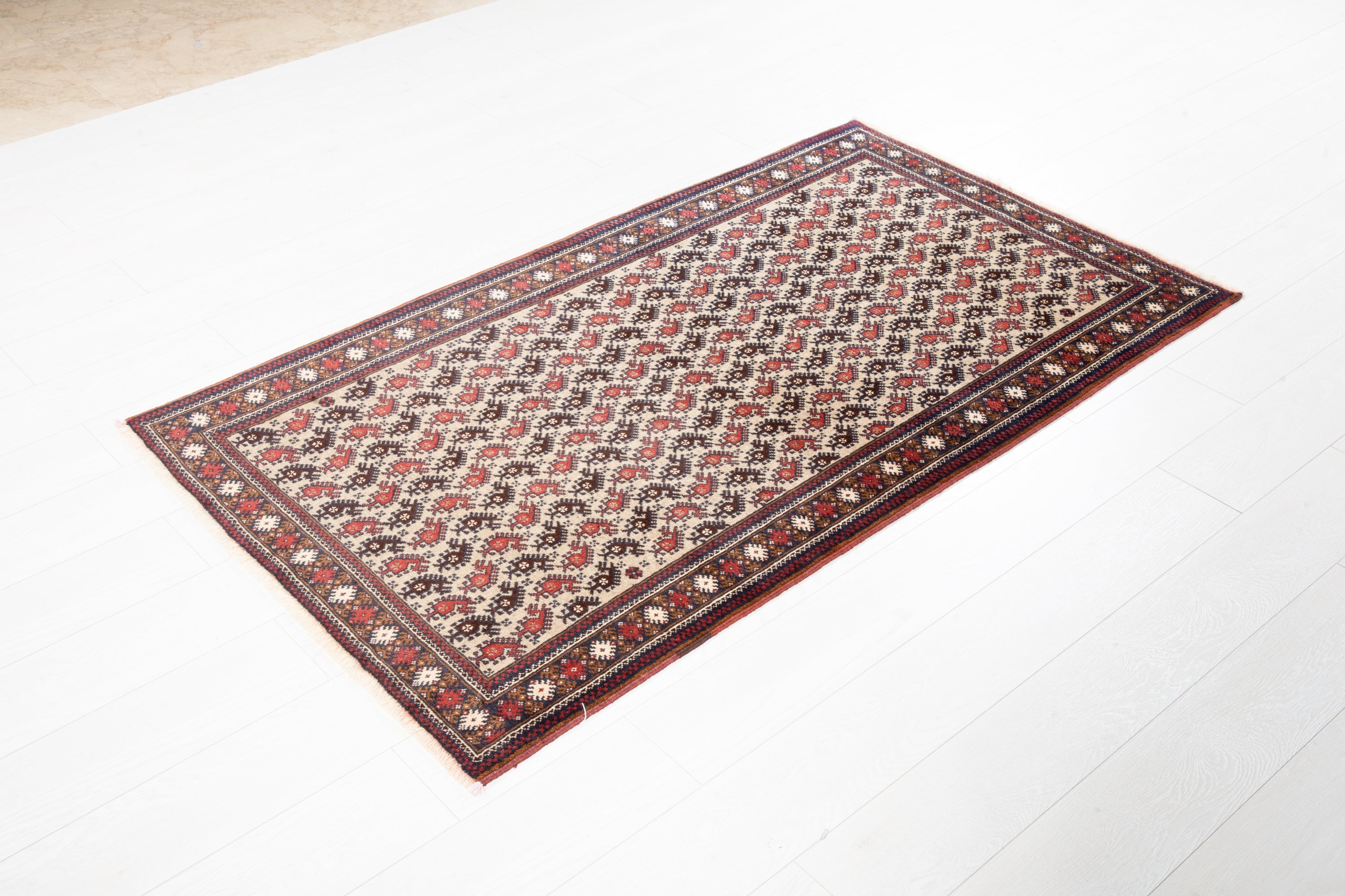 Hand-Knotted Vintage Wool Area Rug – 5' 8" x 3' 1" (172 x 95 cm) - Yasi & Fara