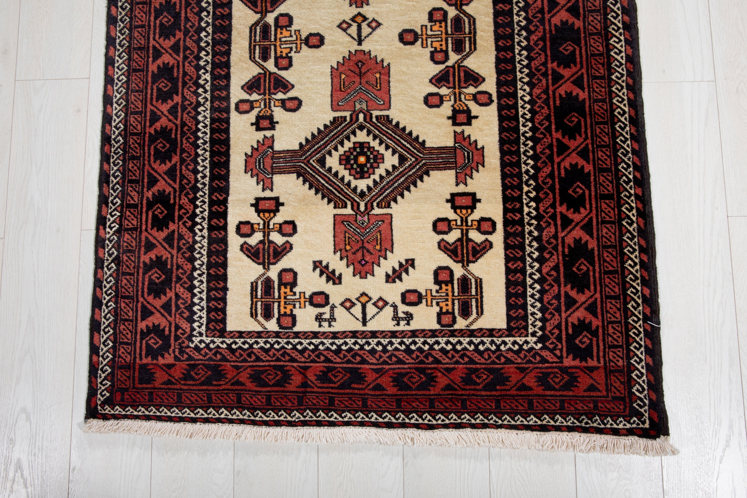 Hand-Knotted Vintage Wool Area Rug – 6' 5" x 3' 3" (197 x 100 cm) - Yasi & Fara