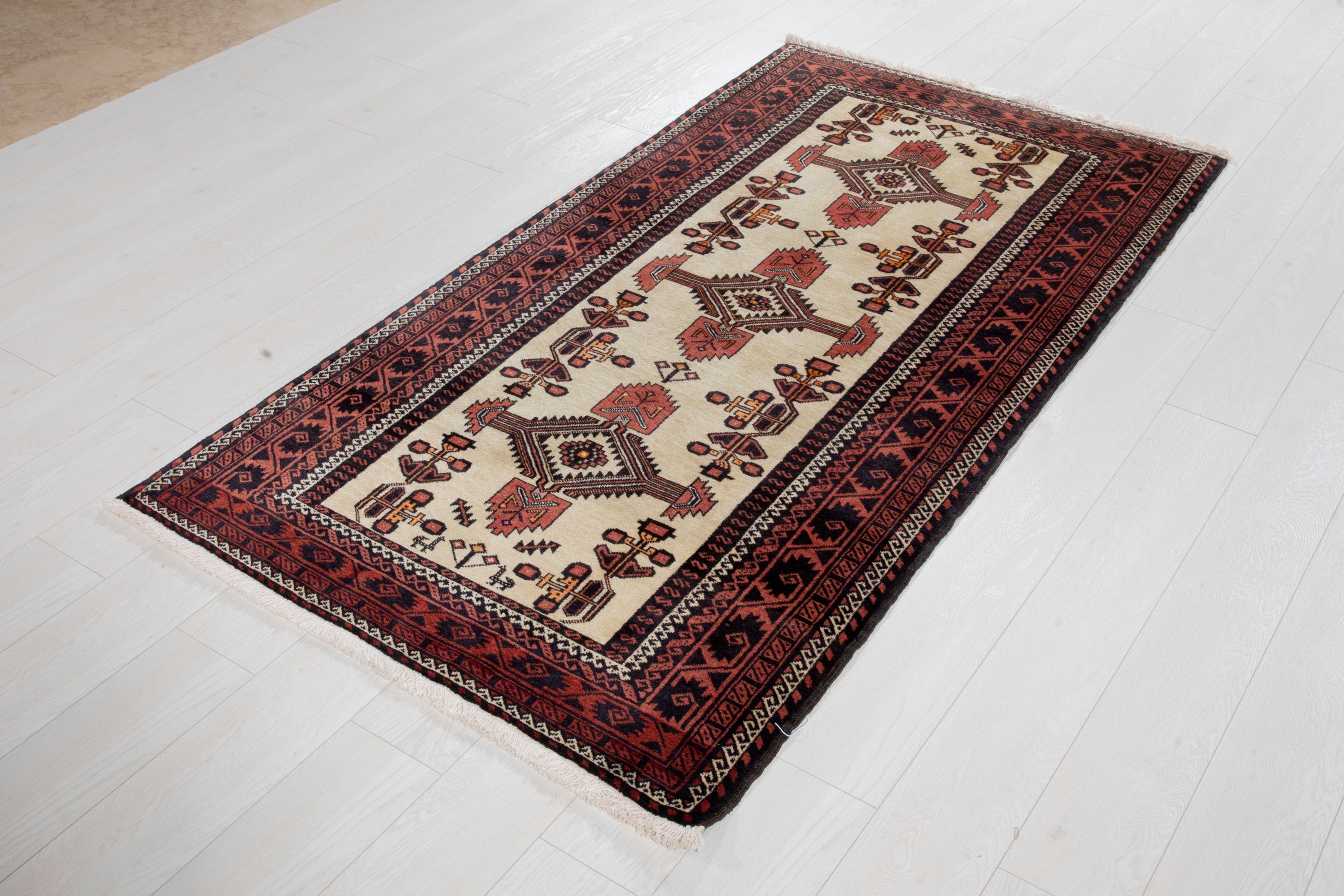Hand-Knotted Vintage Wool Area Rug – 6' 5" x 3' 3" (197 x 100 cm) - Yasi & Fara
