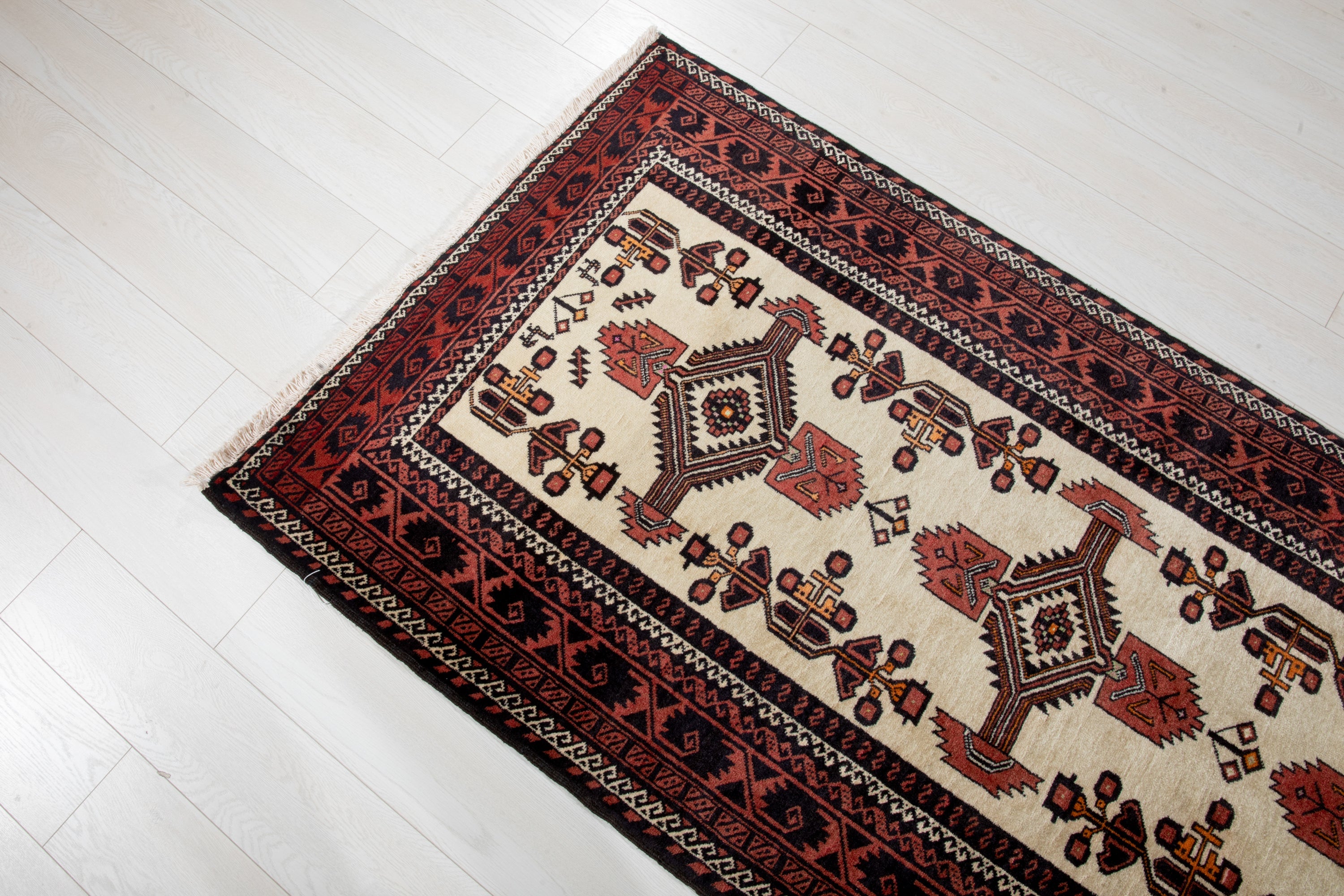 Hand-Knotted Vintage Wool Area Rug – 6' 5" x 3' 3" (197 x 100 cm) - Yasi & Fara