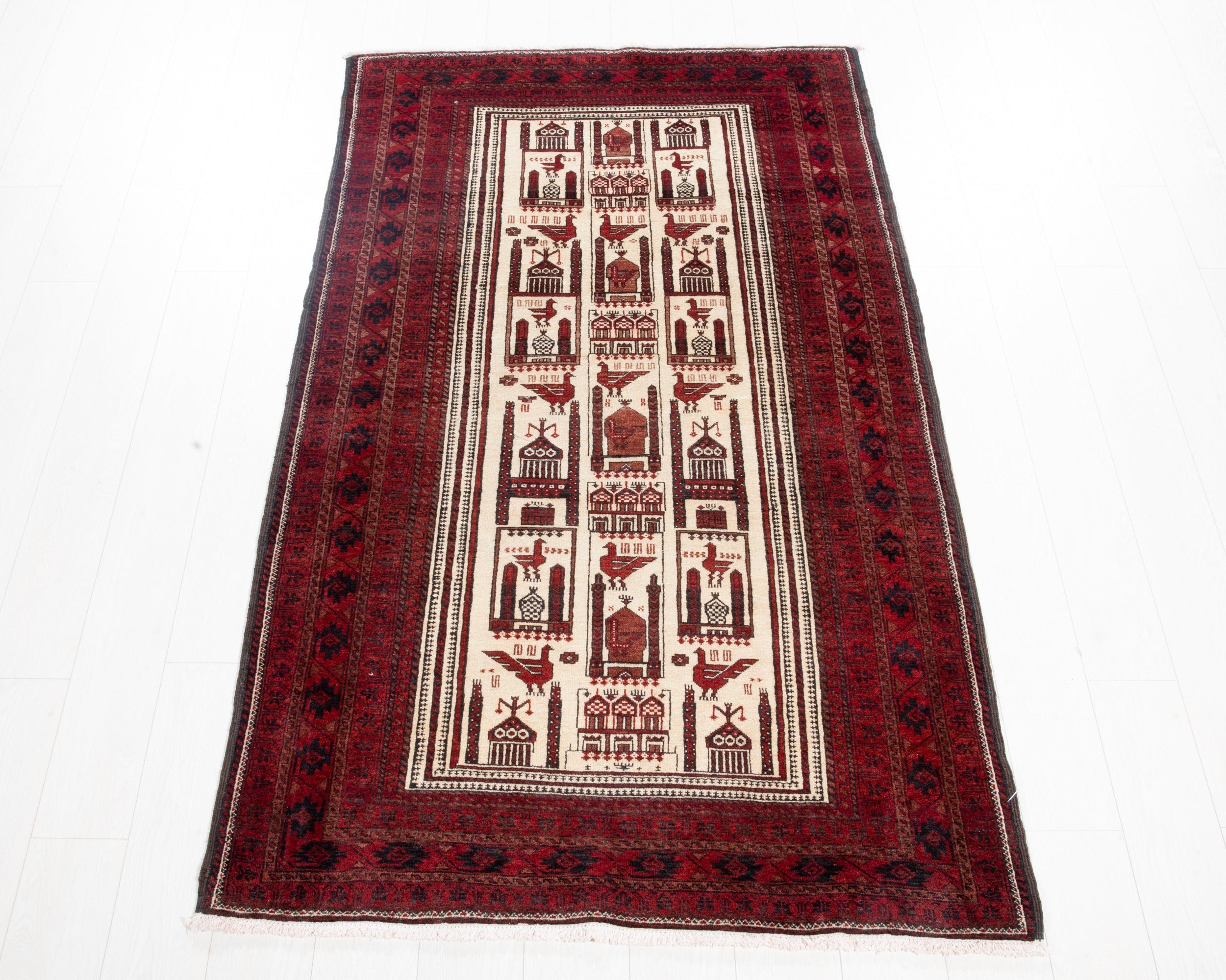 Hand-Knotted Vintage Wool Area Rug – 6' 10" x 3' 11" (209 x 119 cm) - Yasi & Fara