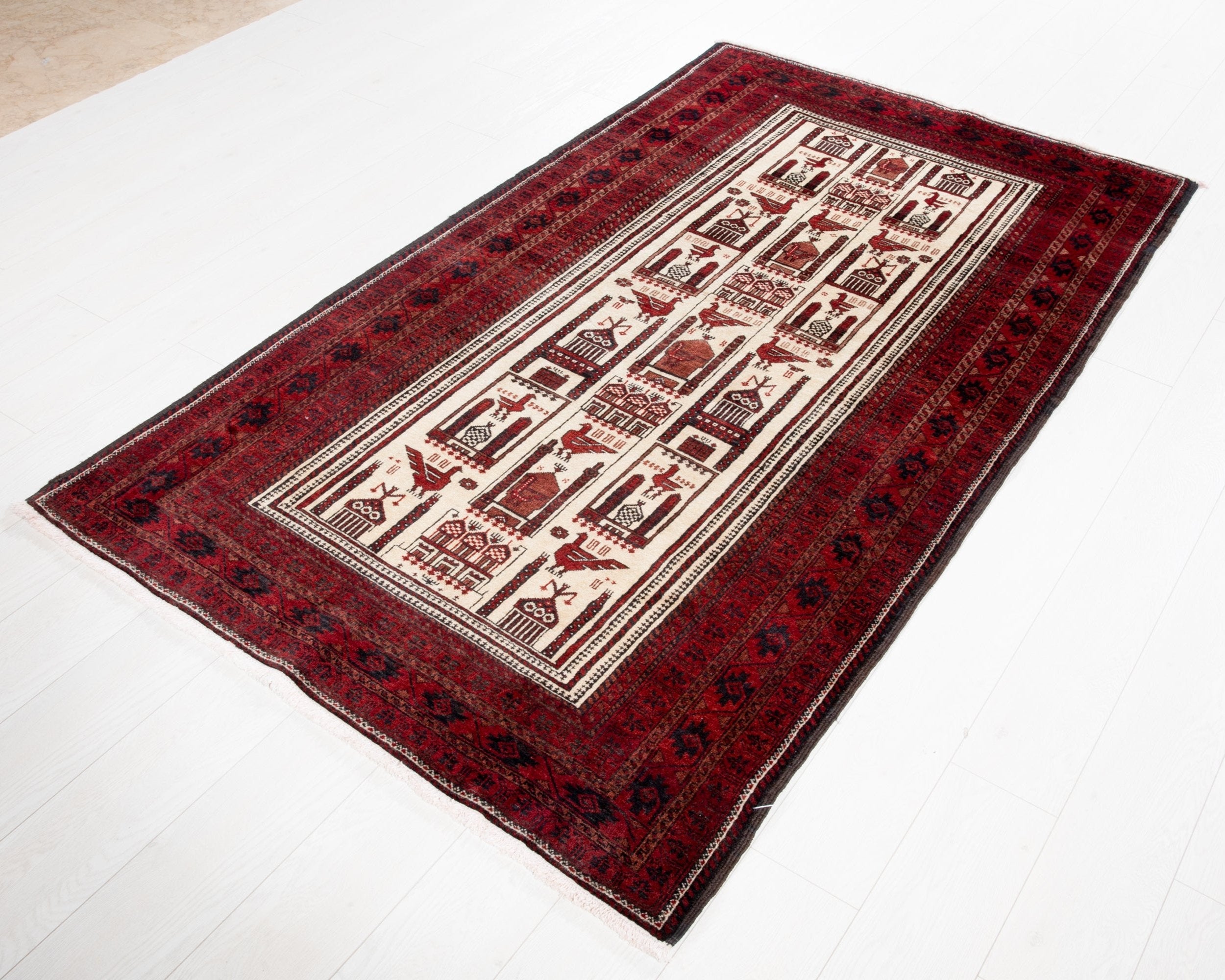 Hand-Knotted Vintage Wool Area Rug – 6' 10" x 3' 11" (209 x 119 cm) - Yasi & Fara