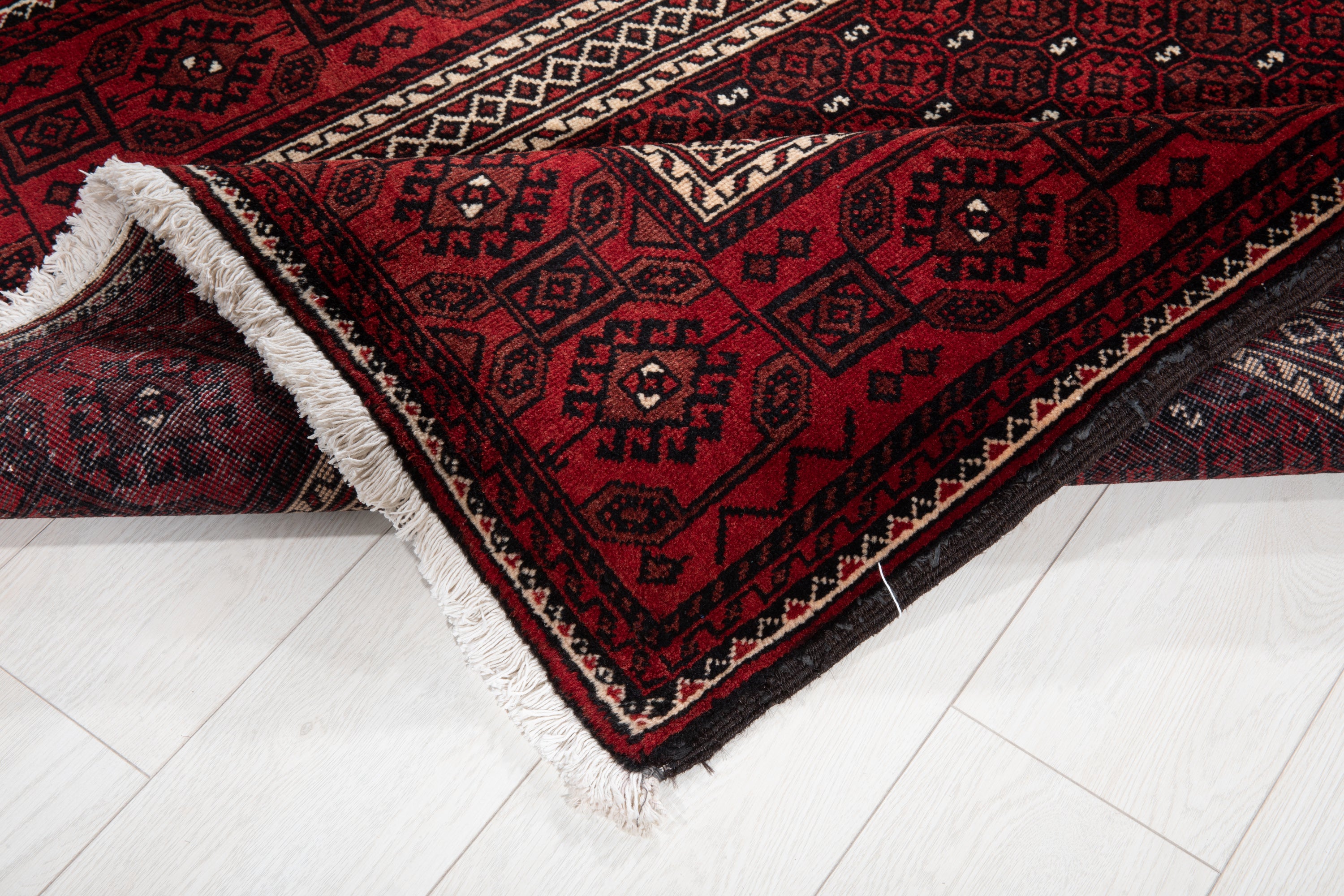 Fine Vintage Baluch Allover Wool Rug, Red, 4x7 – 7' 1" x 3' 7" (215 x 110 cm)