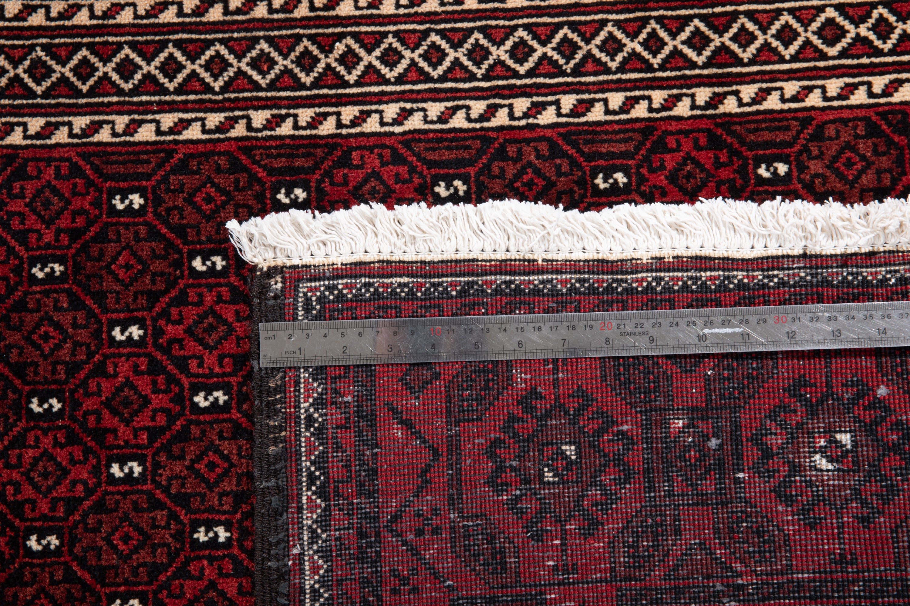 Fine Vintage Baluch Allover Wool Rug, Red, 4x7 – 7' 1" x 3' 7" (215 x 110 cm)