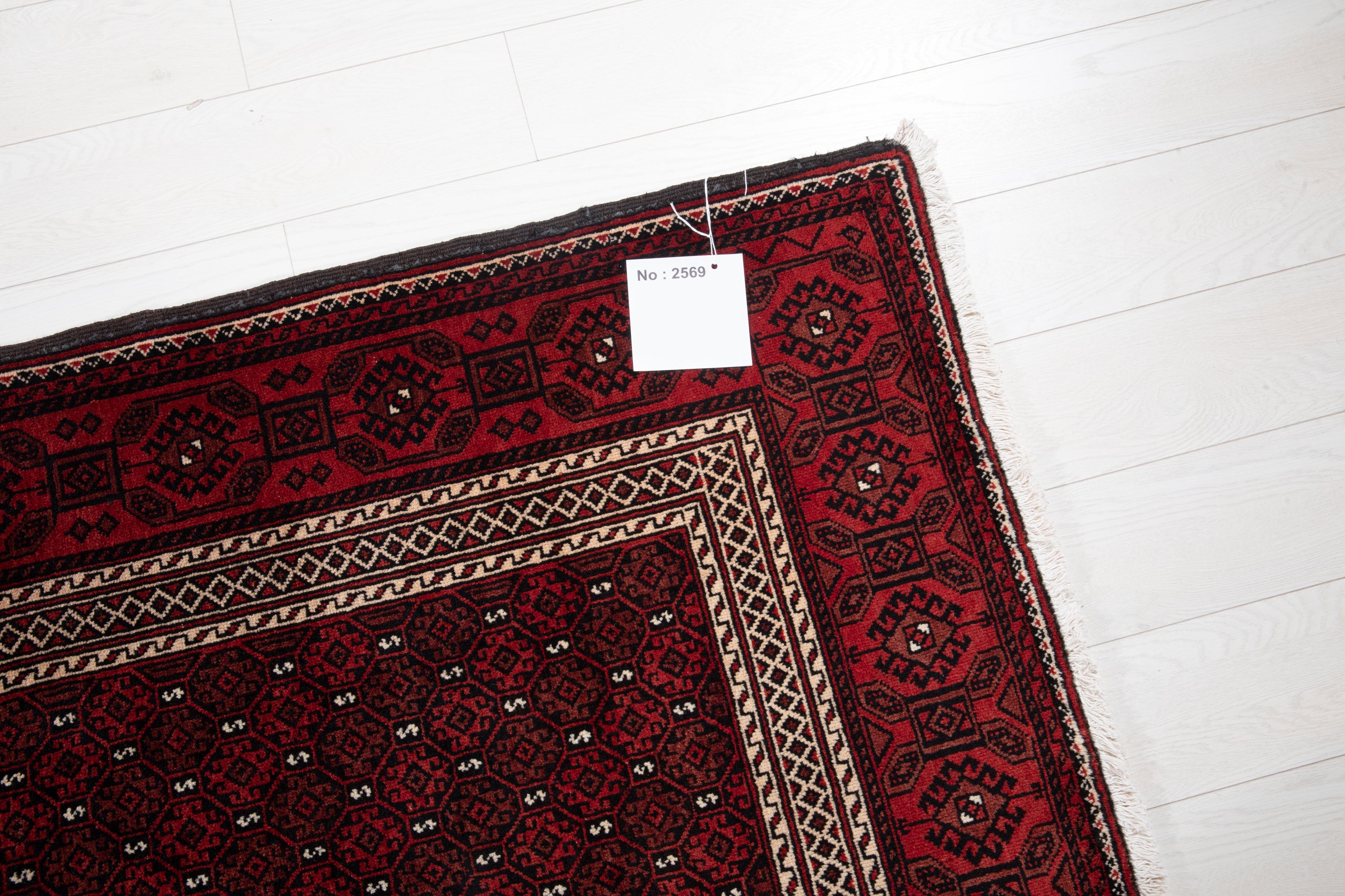 Fine Vintage Baluch Allover Wool Rug, Red, 4x7 – 7' 1" x 3' 7" (215 x 110 cm)