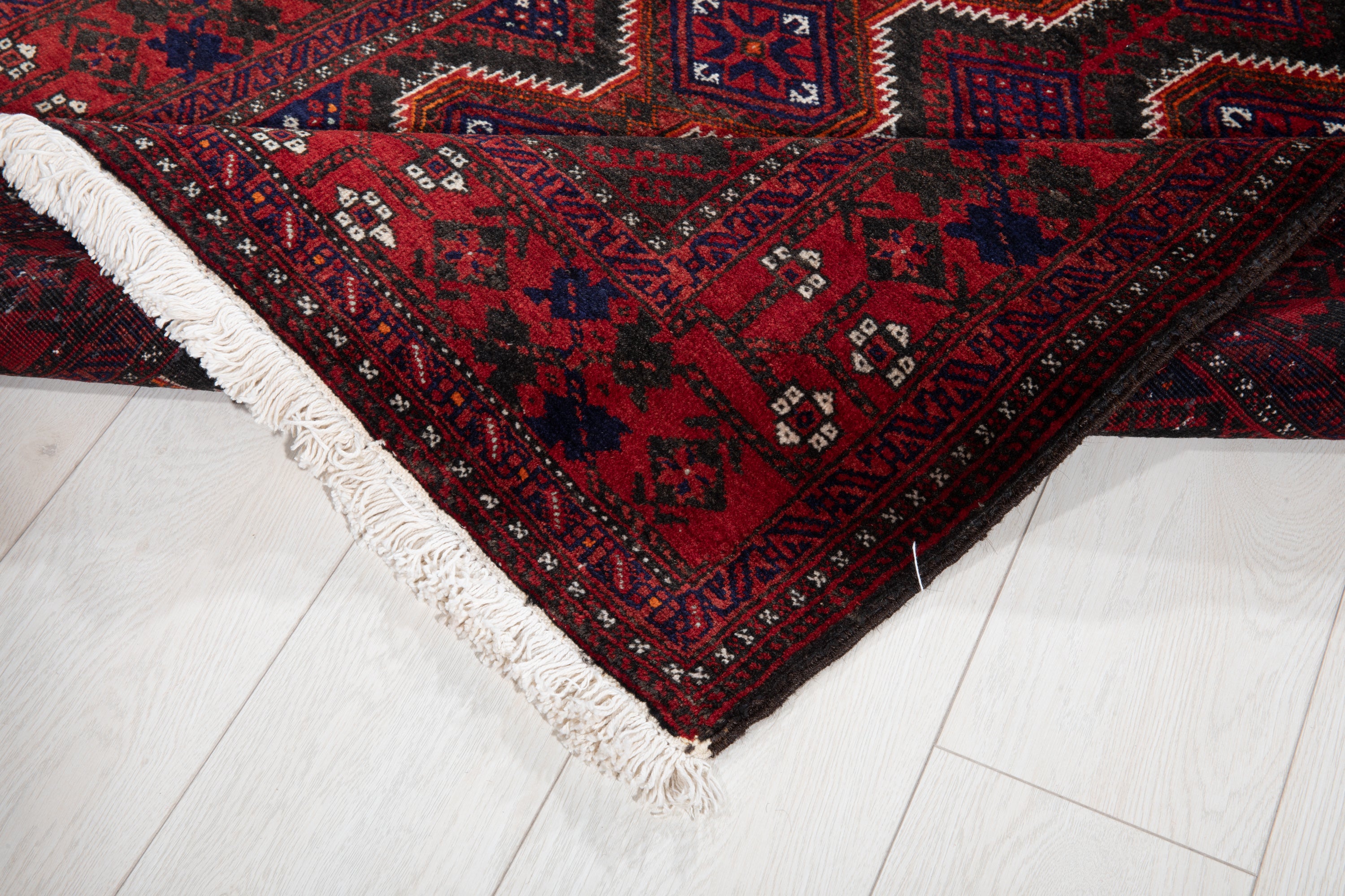 Fine Vintage Baluch Wool Rug, Black & Red, 3x6 – 6' 2" x 3' 2" (189 x 96 cm)