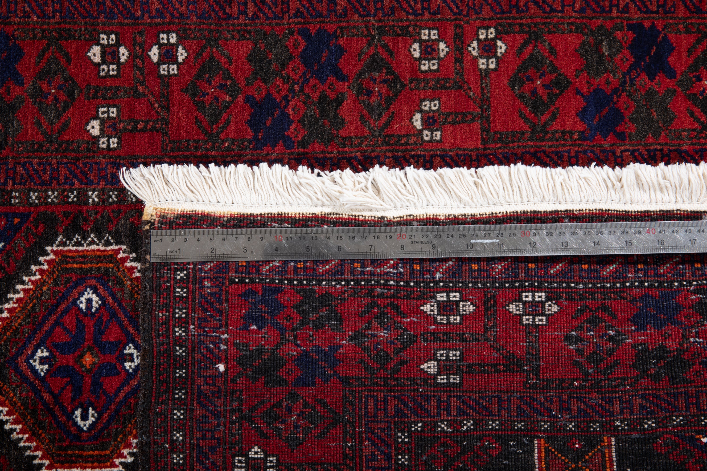 Fine Vintage Baluch Wool Rug, Black & Red, 3x6 – 6' 2" x 3' 2" (189 x 96 cm)