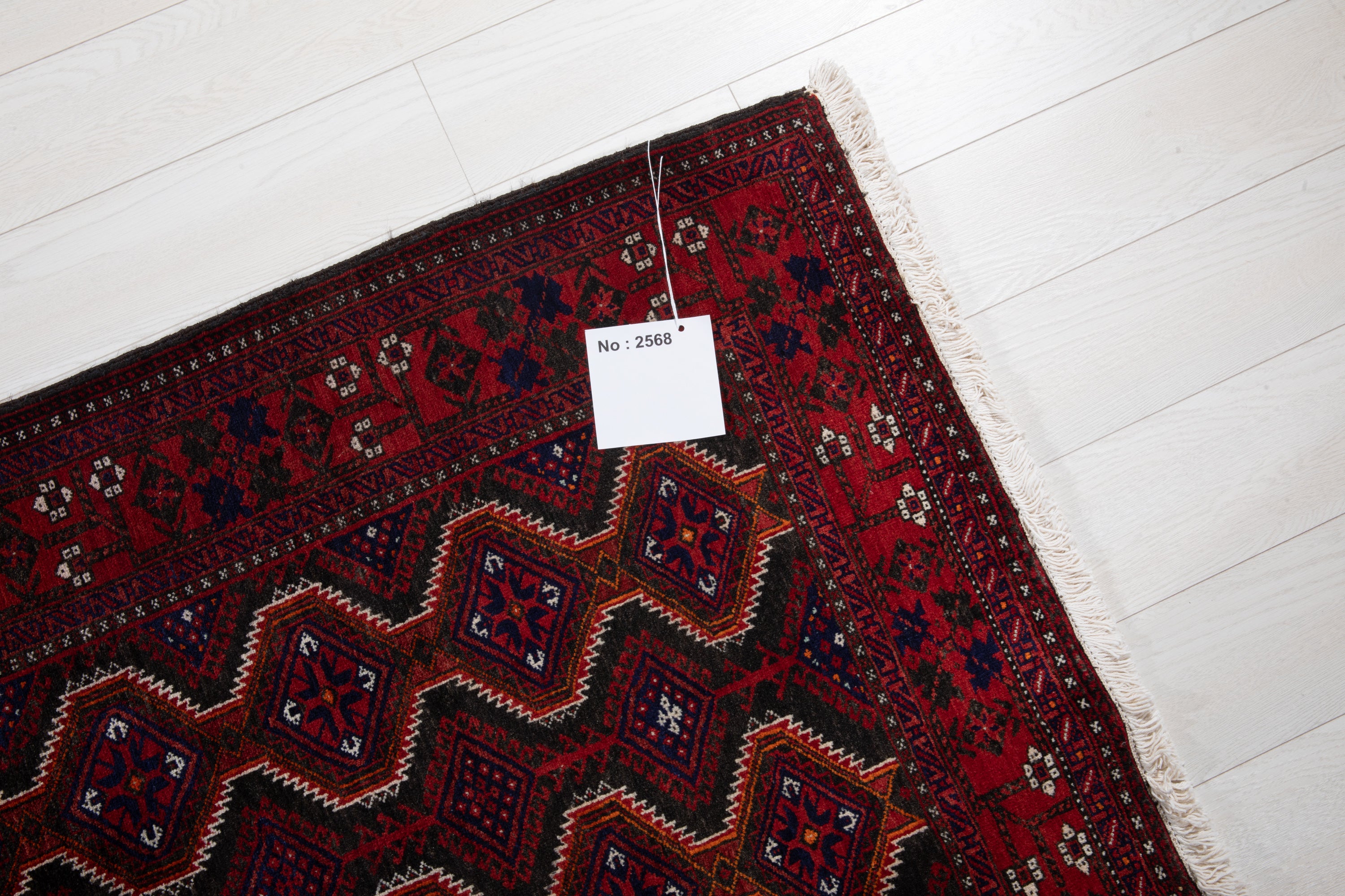Fine Vintage Baluch Wool Rug, Black & Red, 3x6 – 6' 2" x 3' 2" (189 x 96 cm)