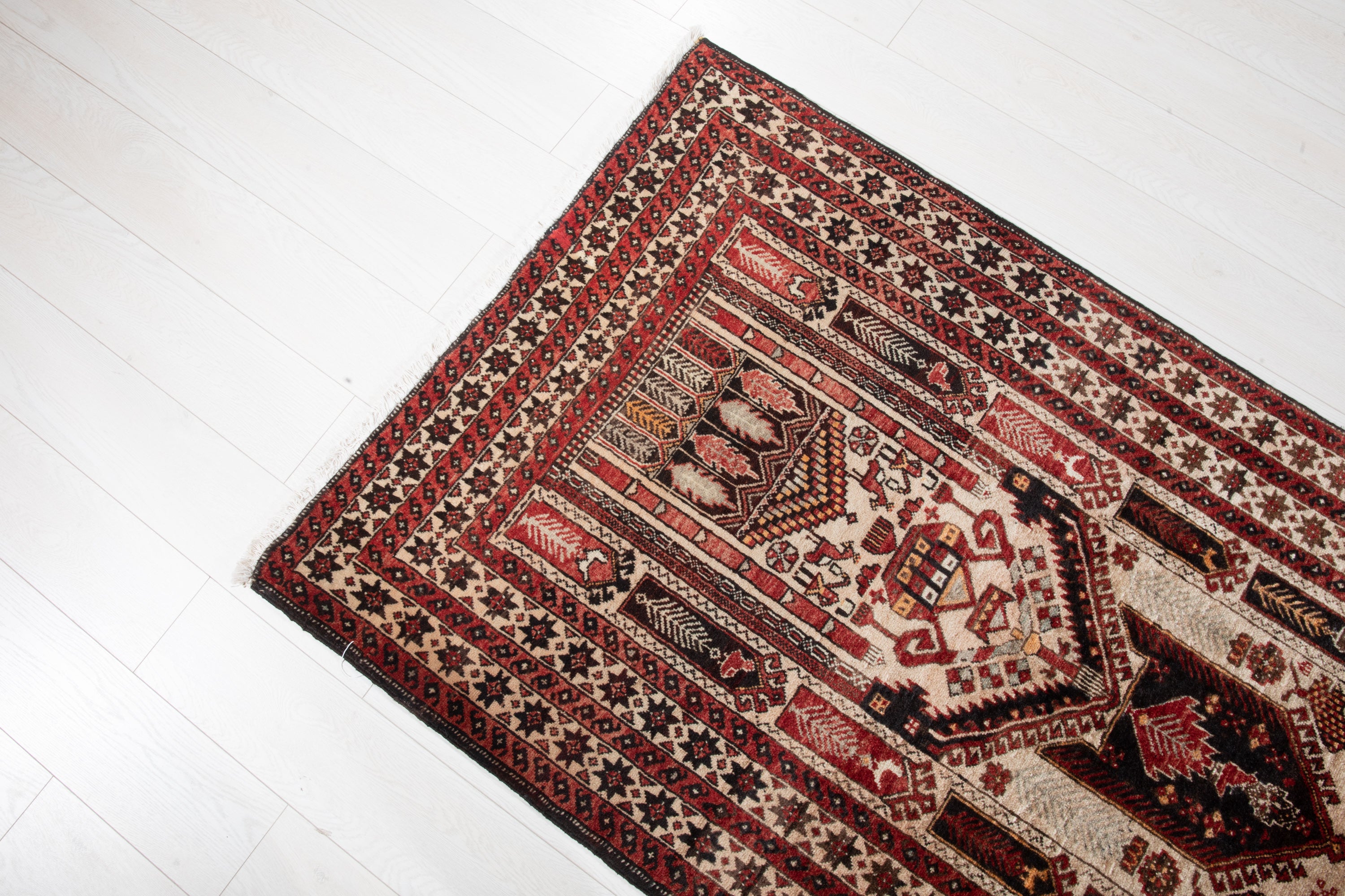Collectible Fine Vintage Baluch Prayer Rug, Camel Brown, 3x6 – 5' 11" x 3' 2" (179 x 97 cm)
