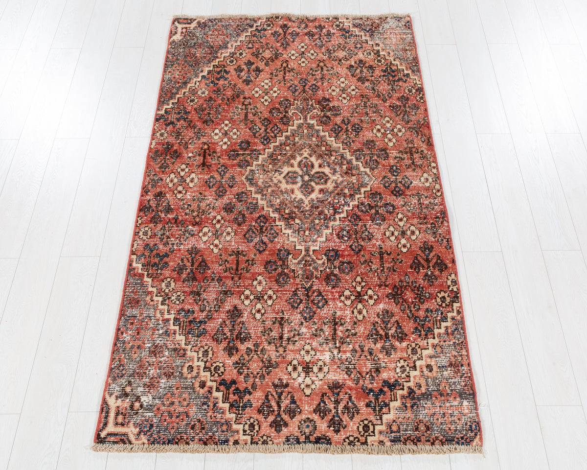 Antique Joshaghan Red Allover Floral Area Rug, 4x6 – 7' 0" x 3' 10" (214 x 117 cm), SKU 5582