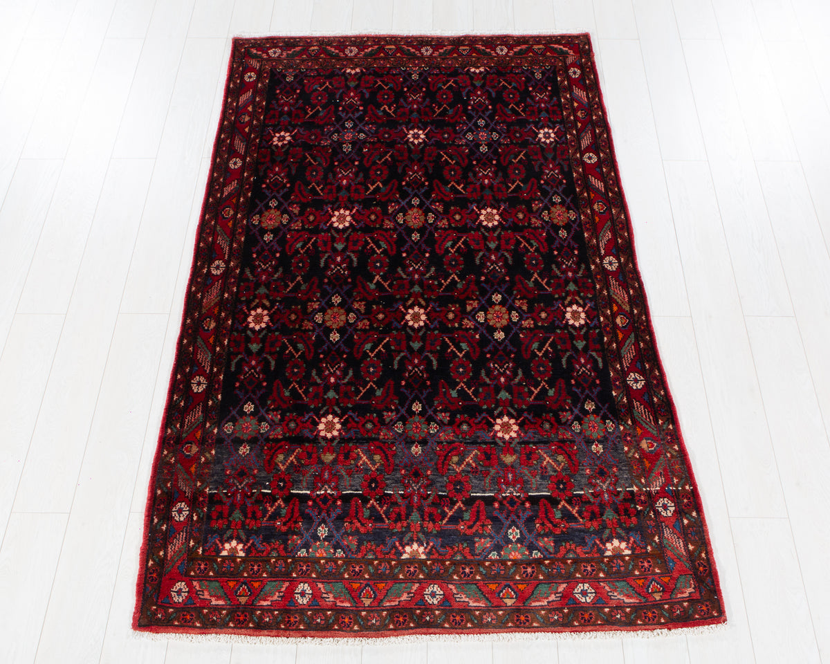 Antique Malayer wool rug in Navy Blue, 212 x 130 cm