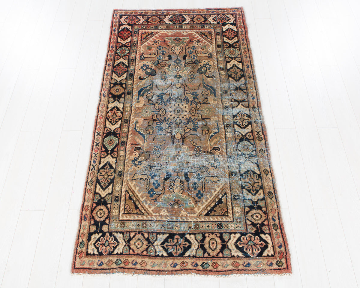 Antique Mahal wool rug in Orange Rust, 234 x 118 cm