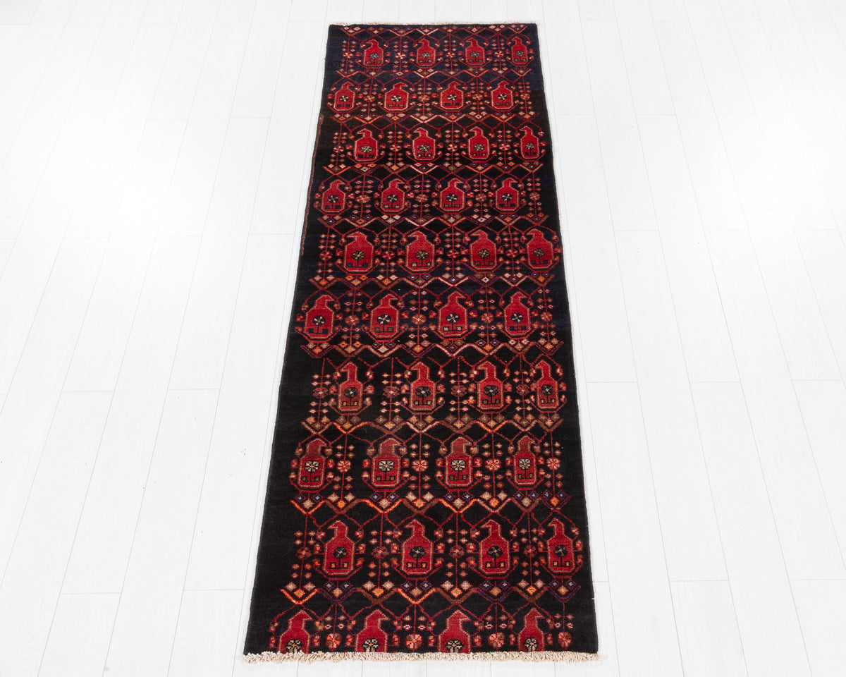 Vintage Malayer narrow deep navy paisley runner rug SKU 5354