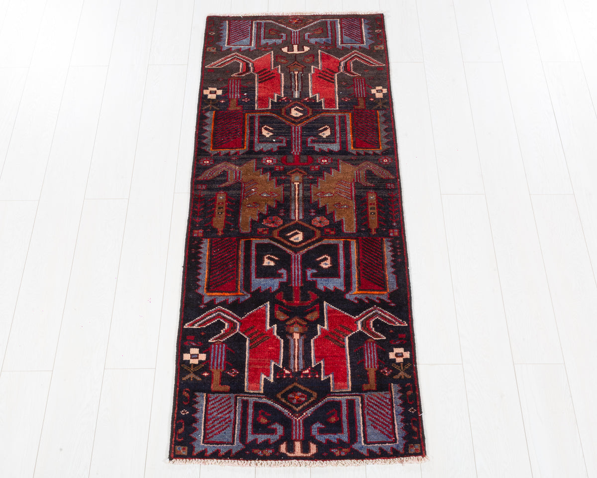 Vintage Tarom runner rug in Deep navy blue, red, brown SKU 5364