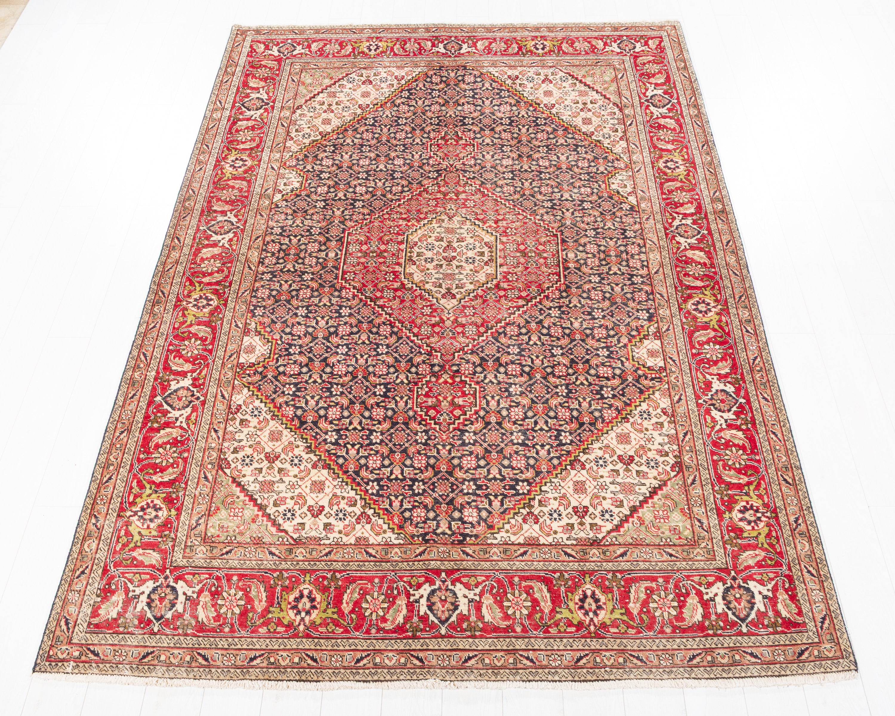 Vintage Ardabil Deep navy and red Geometric Rug, 7x9 – 9' 4" x 6' 8" (284 x 202 cm) – main view