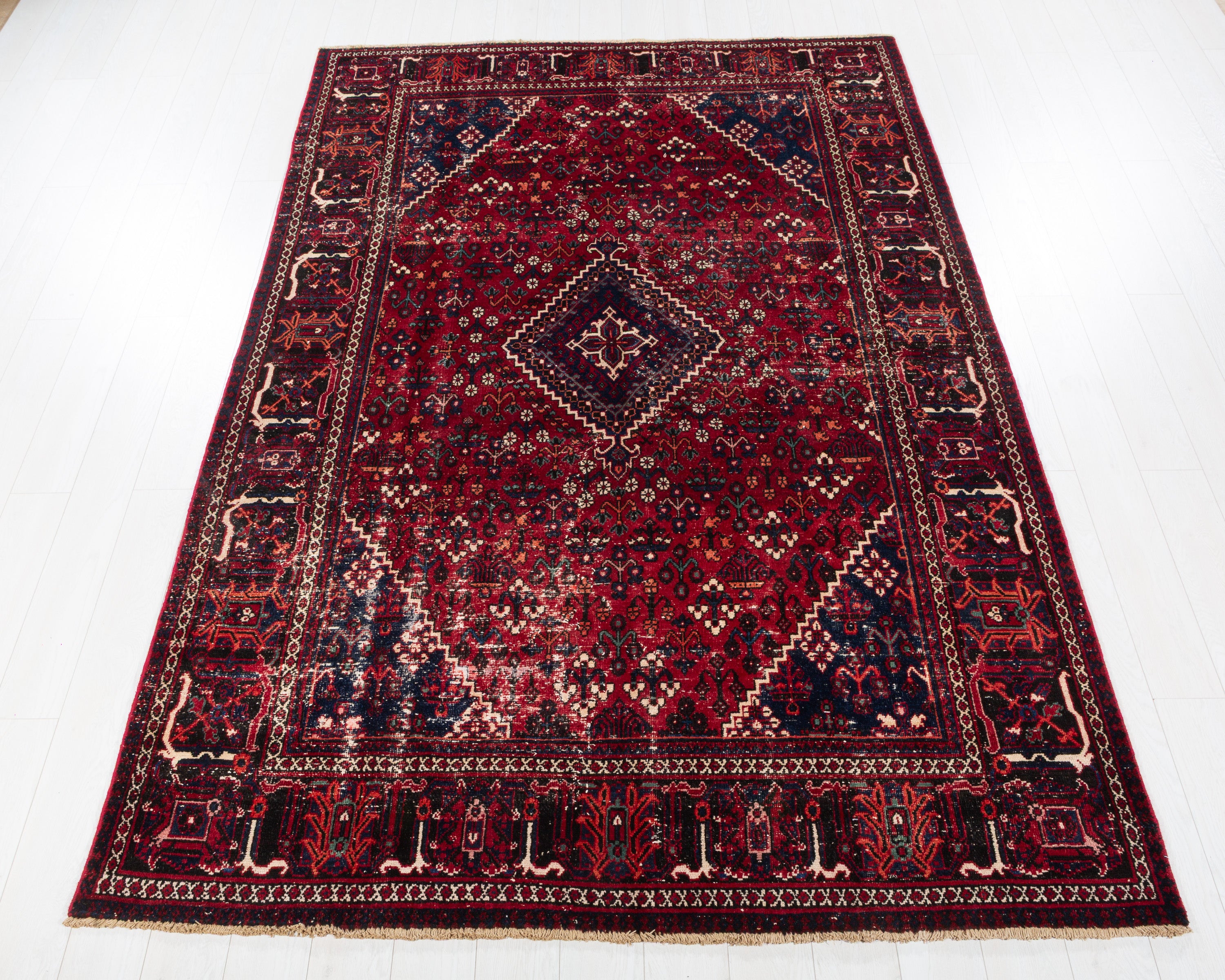 Vintage Joshaghan Red and navy Traditional Rug, 6x10 – 9' 9" x 6' 4" (298 x 194 cm) – main view