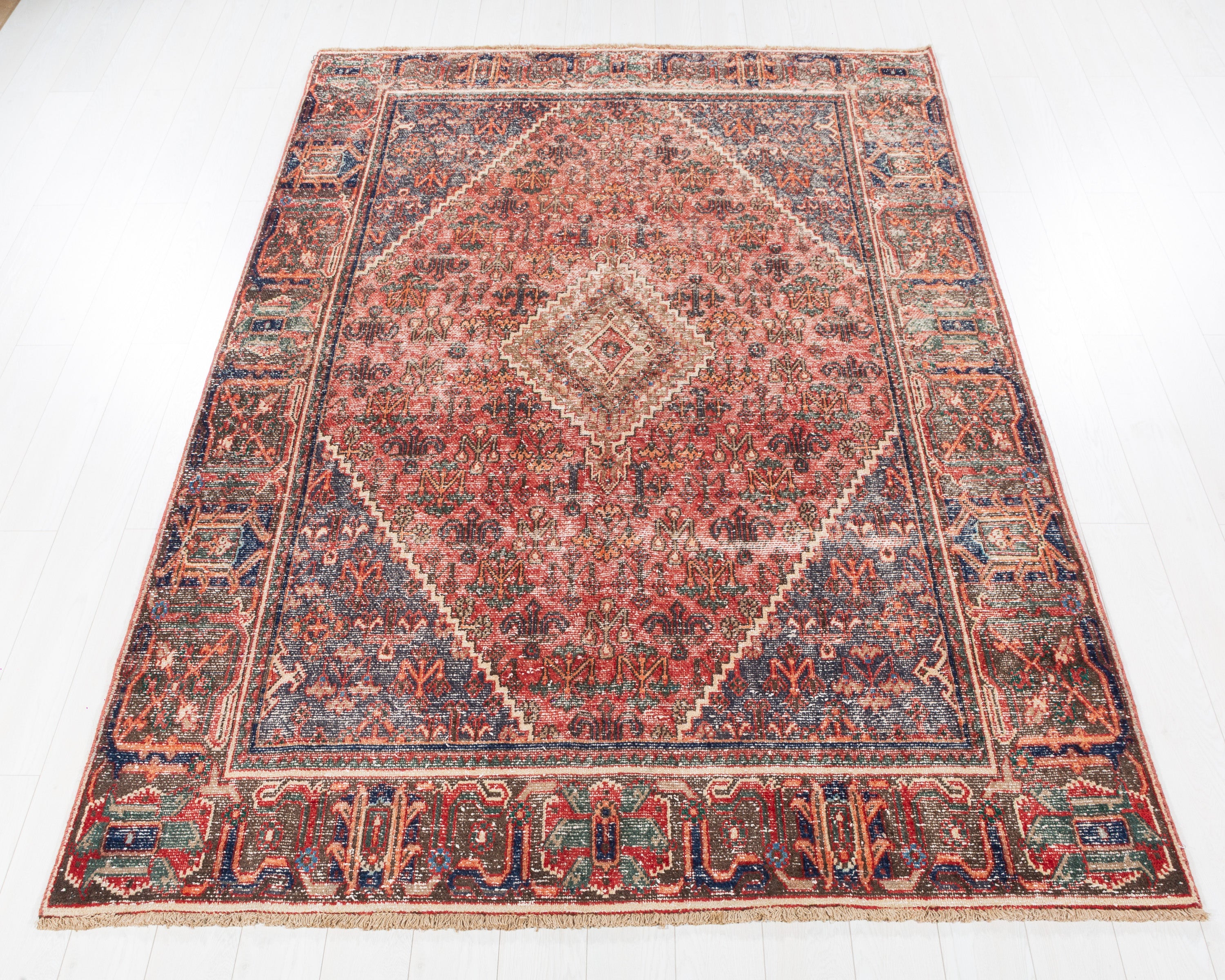 Vintage Joshaghan Faded red and blue Traditional Rug, 6x9 – 9' 5" x 6' 4" (288 x 194 cm) – main view