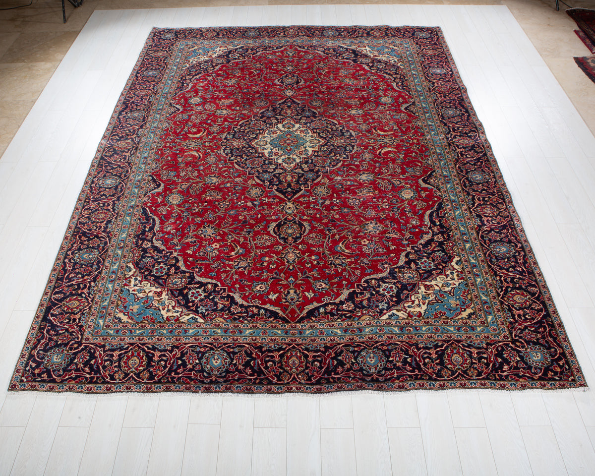 Vintage Kashan Red Floral Rug, 9x12 – 11' 10" x 9' 0" (360 x 274 cm) – main view