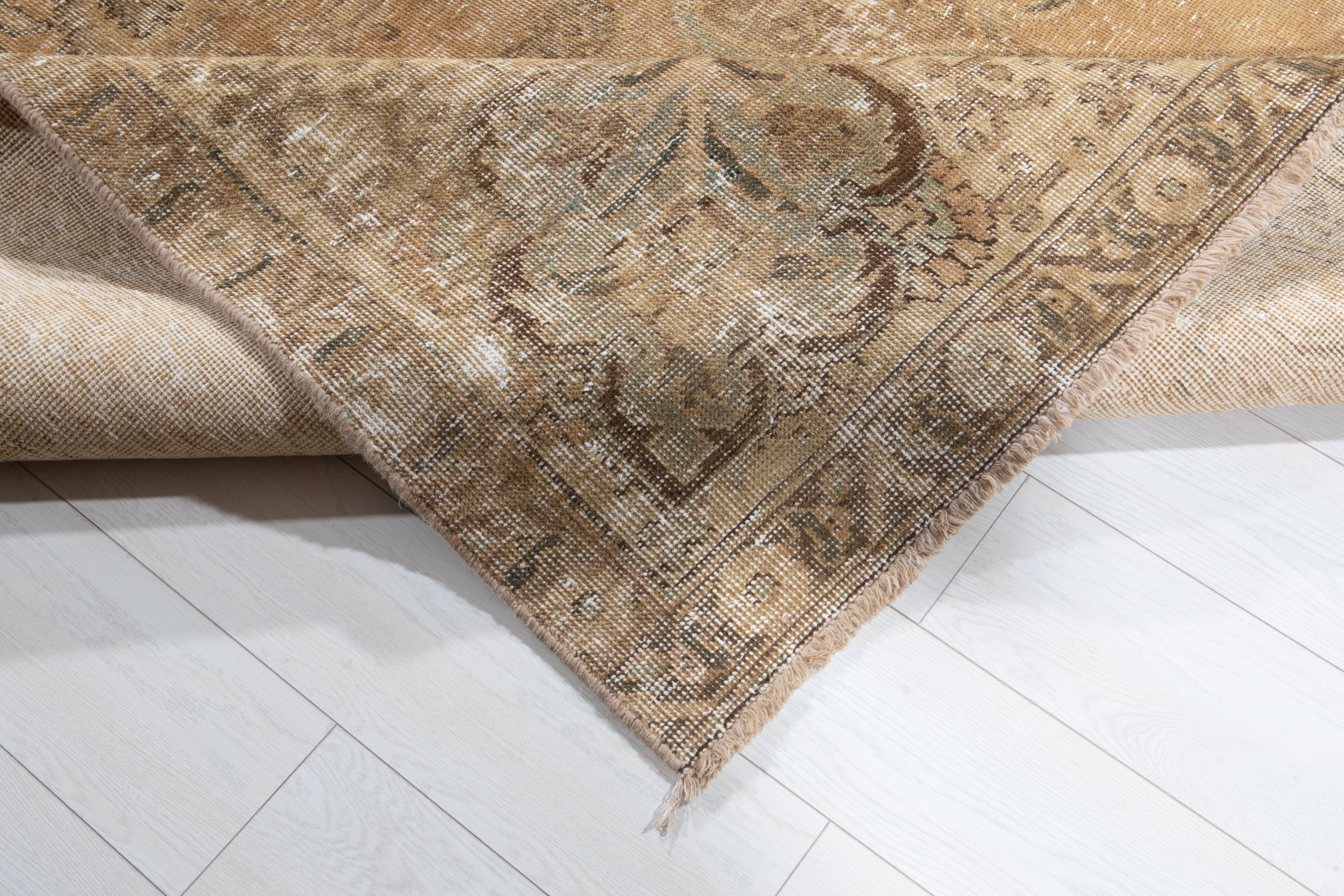 Hand-Knotted Vintage Large Wool Area Rug Faded – 10' 10" x 7' 3" (332 x 221 cm) - Yasi & Fara