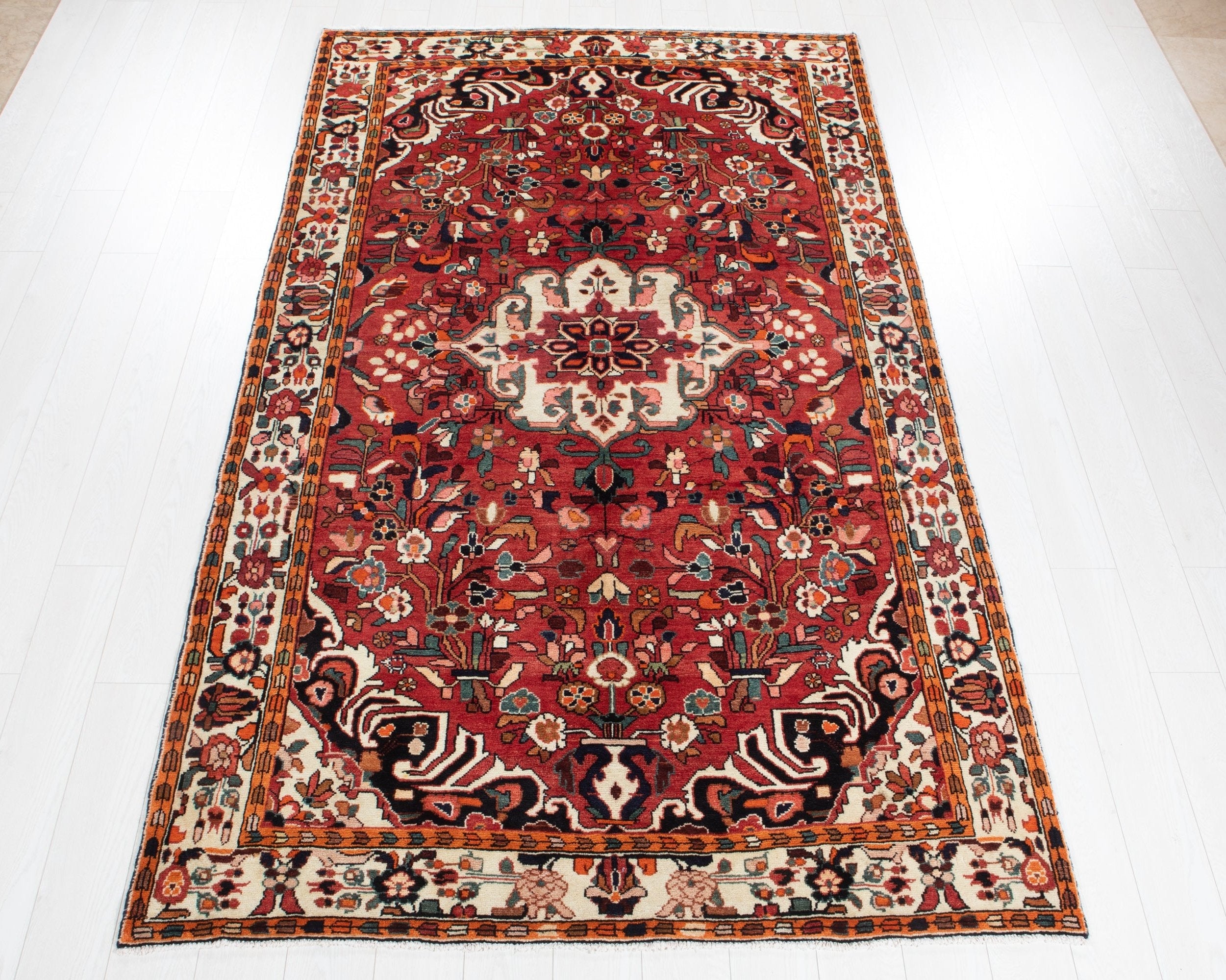 Hand-Knotted Vintage Wool Area Rug – 9' 2" x 5' 3" (280 x 161 cm) - Yasi & Fara