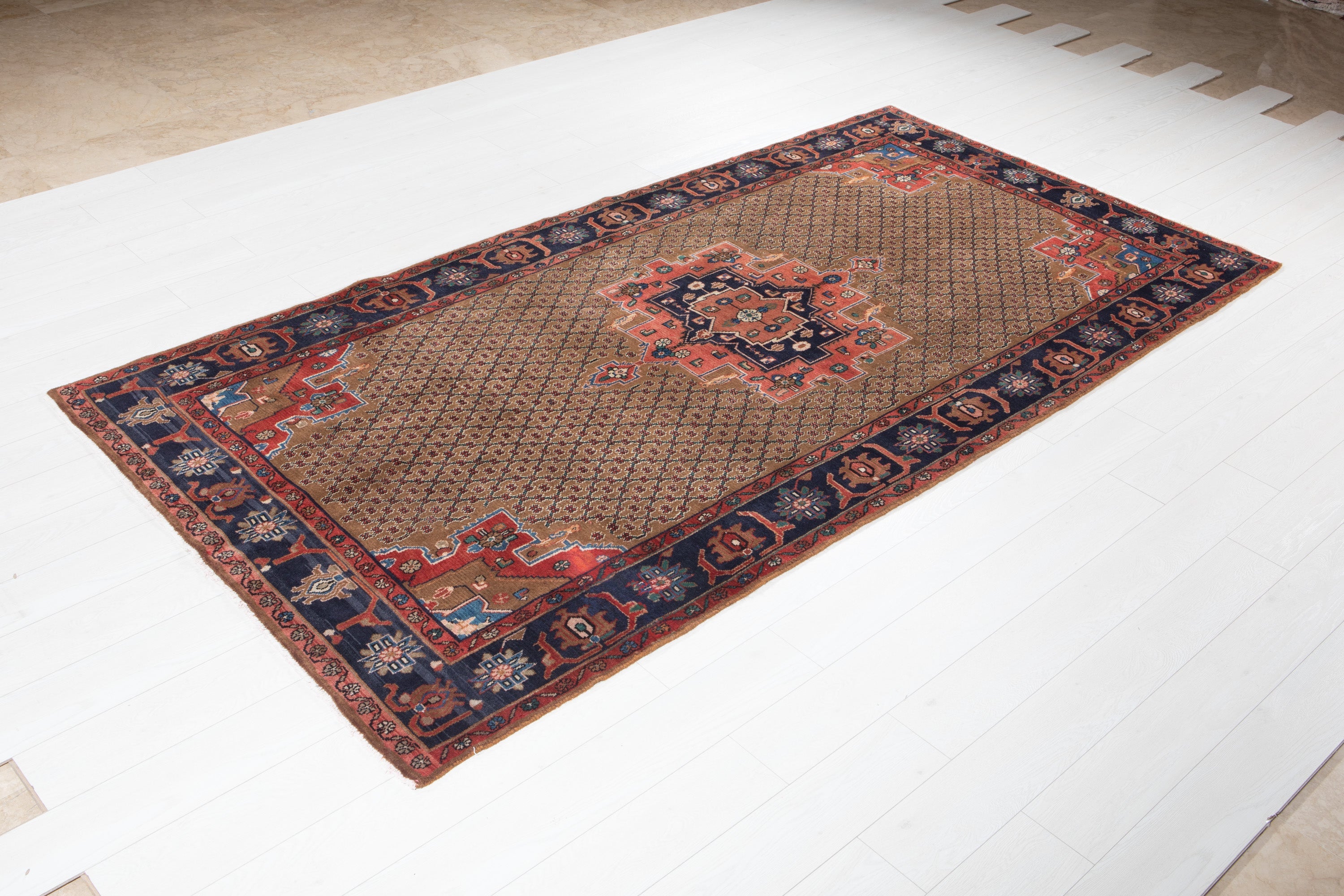 Hand-Knotted Vintage Wool Area Rug – 9' 10" x 4' 11" (300 x 151 cm) - Yasi & Fara