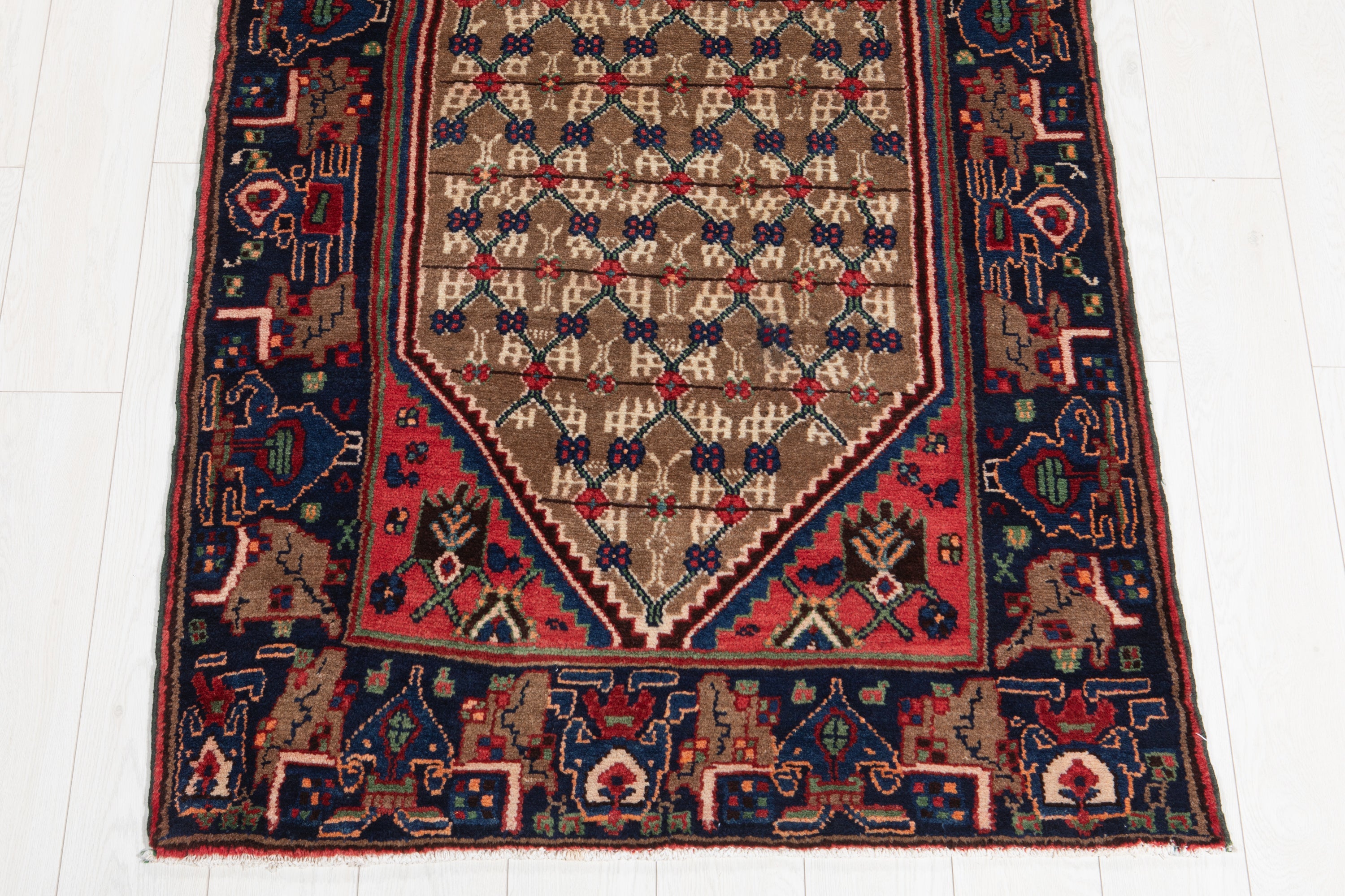 Hand-Knotted Vintage Wool Runner Rug – 9' 4" x 3' 6" (285 x 107 cm) - Yasi & Fara
