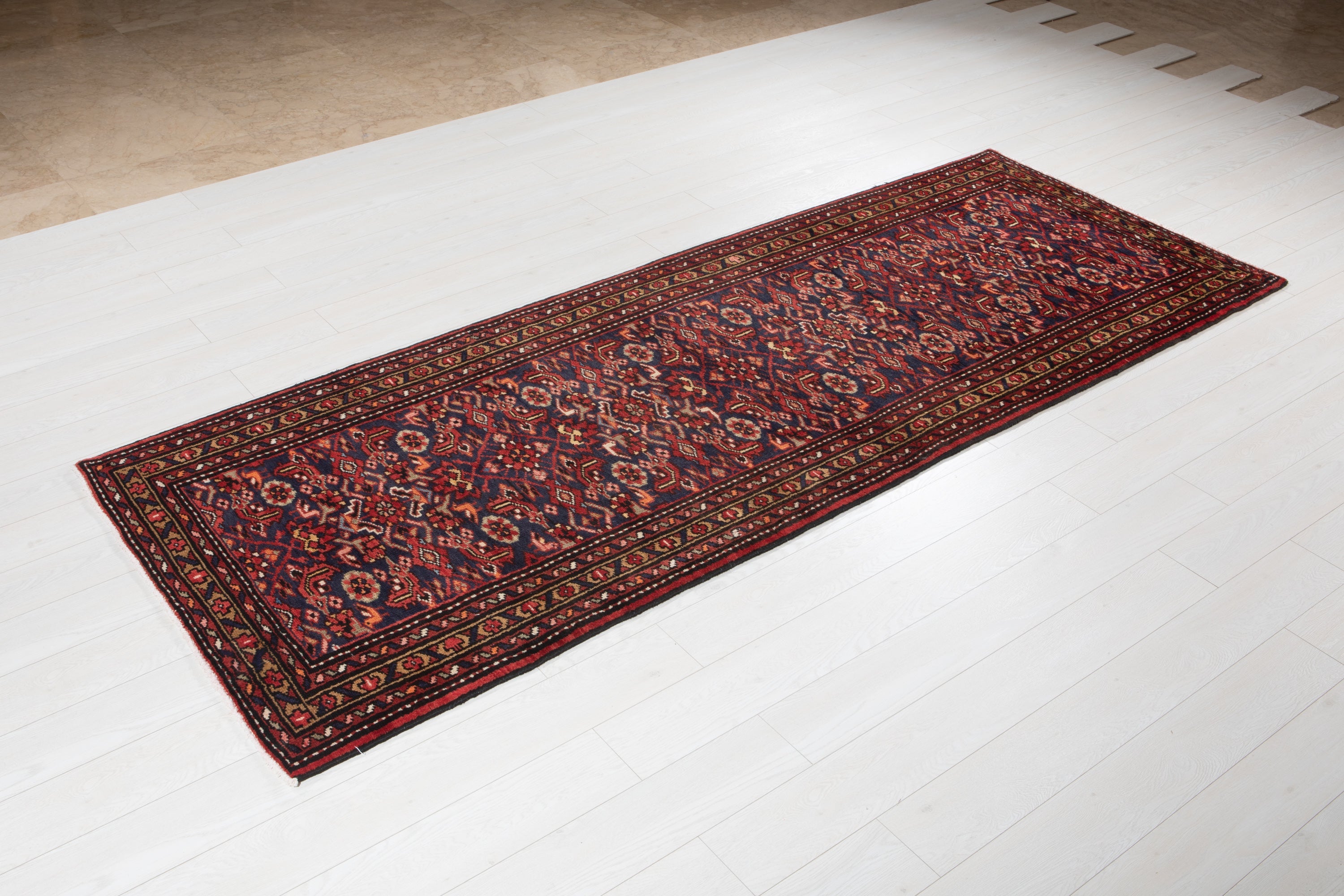 Hand-Knotted Vintage Wool Runner Rug – 9' 8" x 3' 8" (295 x 111 cm) - Yasi & Fara