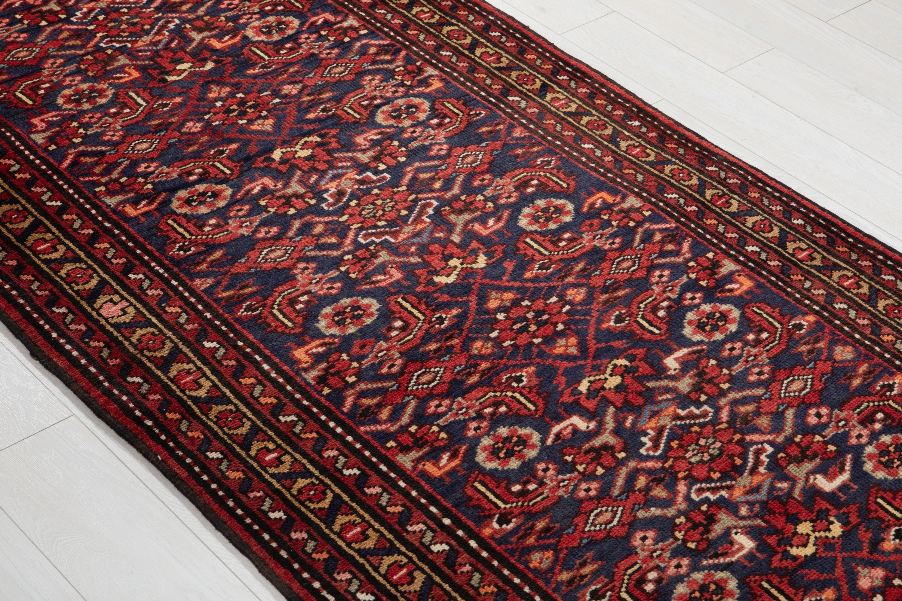 Hand-Knotted Vintage Wool Runner Rug – 9' 8" x 3' 8" (295 x 111 cm) - Yasi & Fara