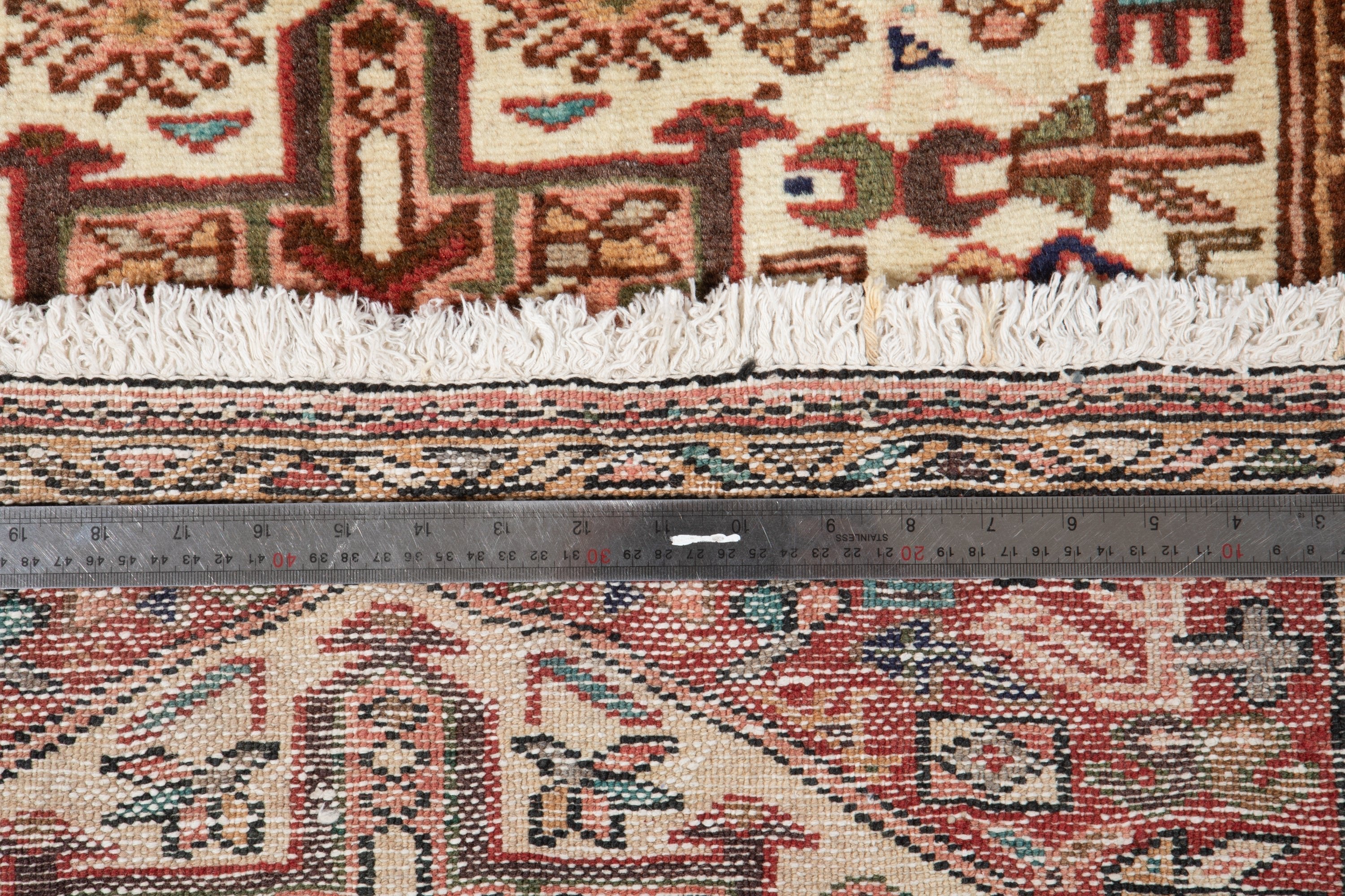 Hand-Knotted Vintage Wool Runner Rug – 12' 6" x 2' 6" (380 x 76 cm) - Yasi & Fara