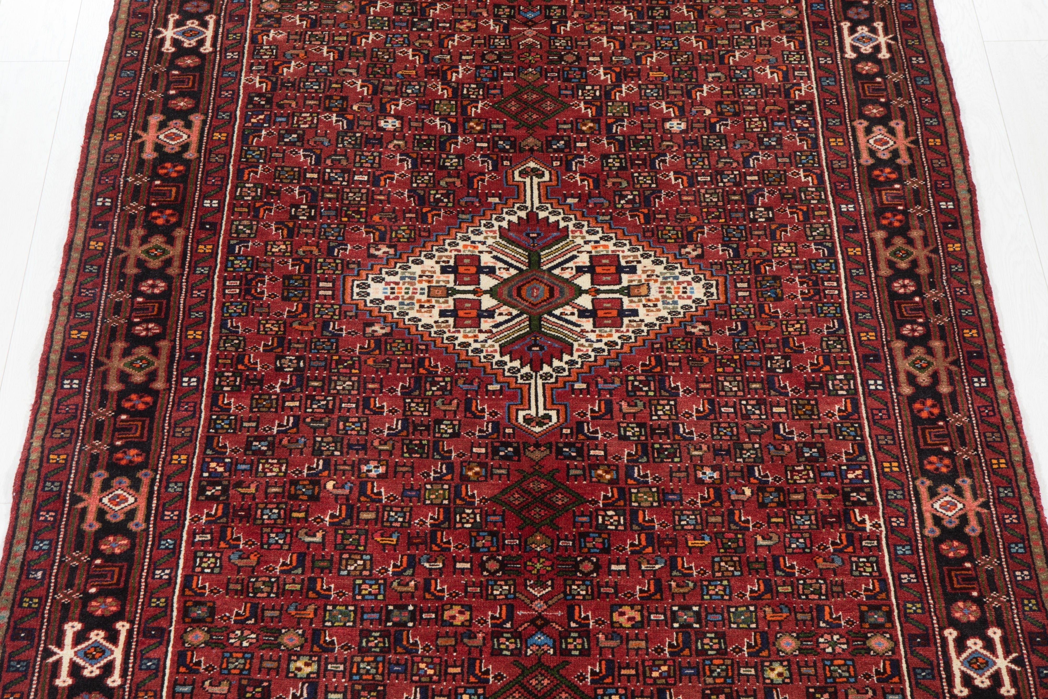 Hand-Knotted Vintage Wool Area Rug – 8' x 4' 8" (245 x 144 cm) - Yasi & Fara