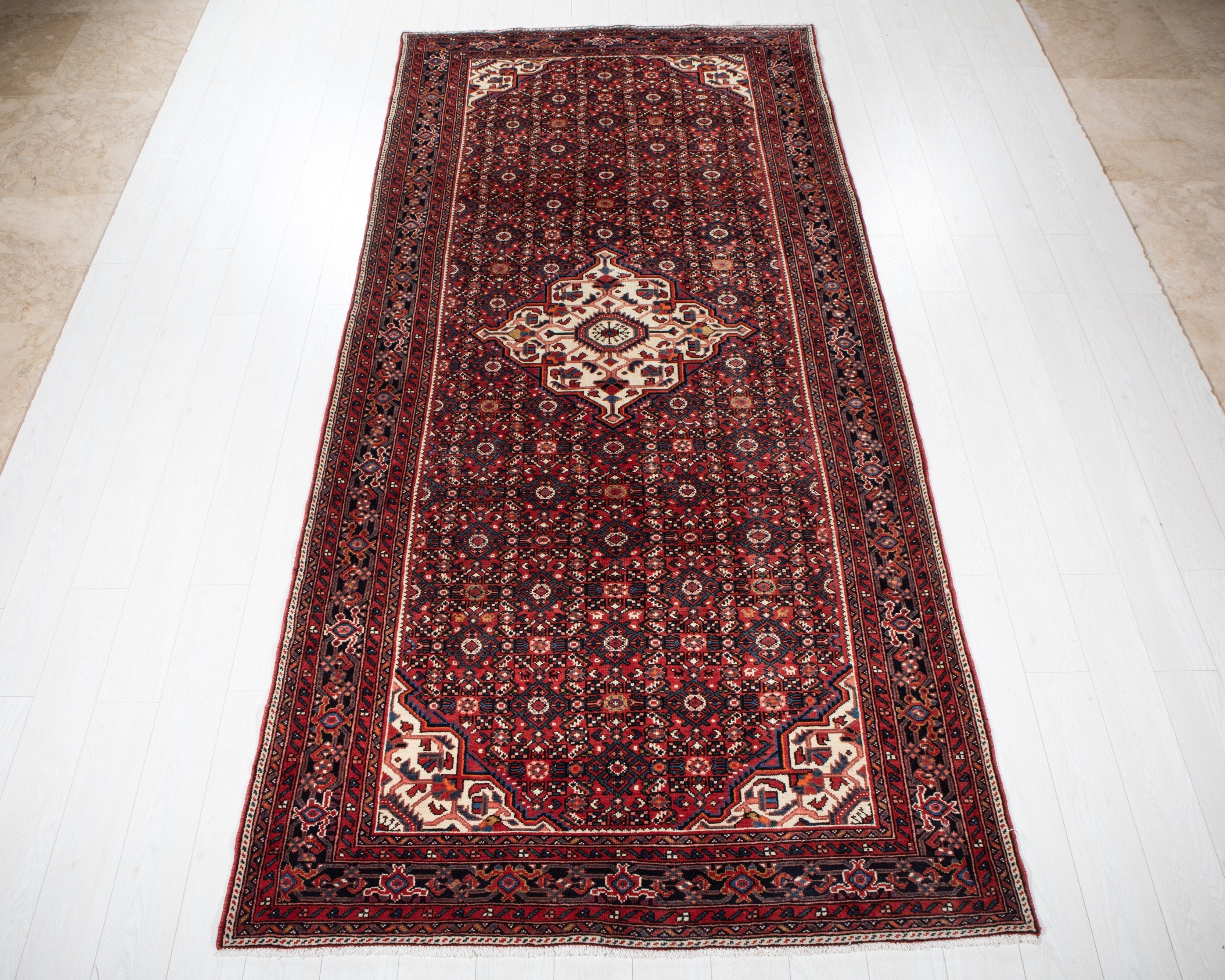 Hand-Knotted Vintage Wool Area Rug – 10' 8" x 5' (324 x 153 cm) - Yasi & Fara