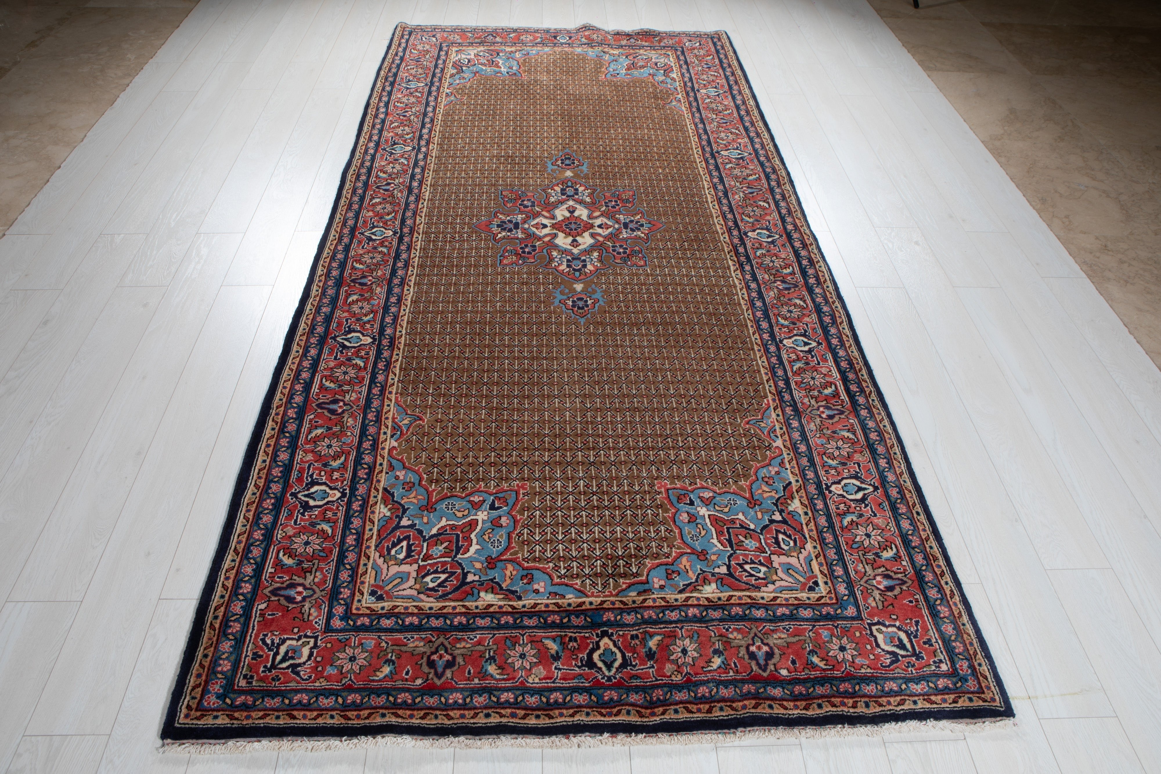 Hand-Knotted Vintage Wool Area Rug – 9'11" x 4'10" (303 x 146 cm) - Yasi & Fara