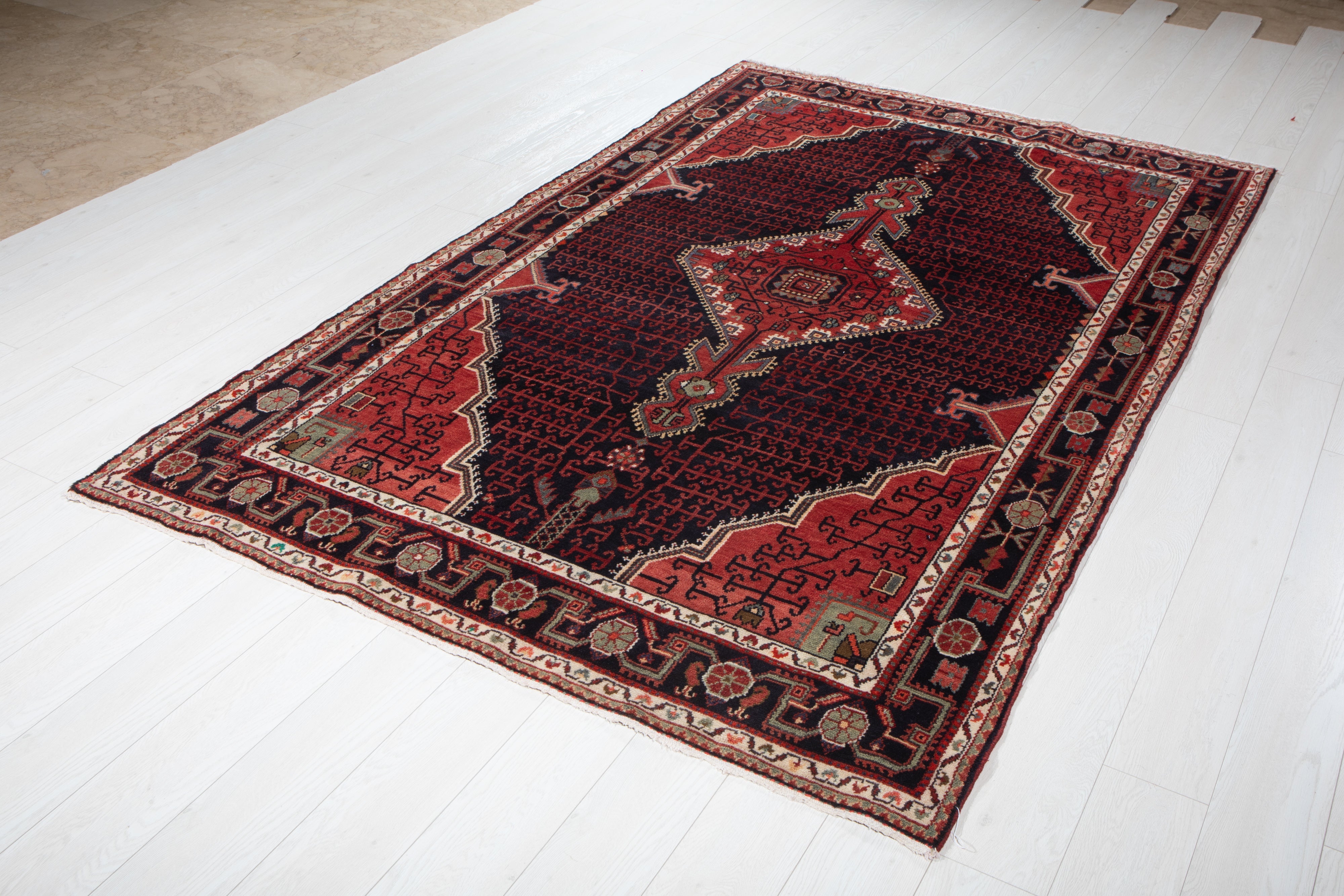 Hand-Knotted Vintage Wool Area Rug – 8' 2" x 5' 2" (249 x 157 cm) - Yasi & Fara