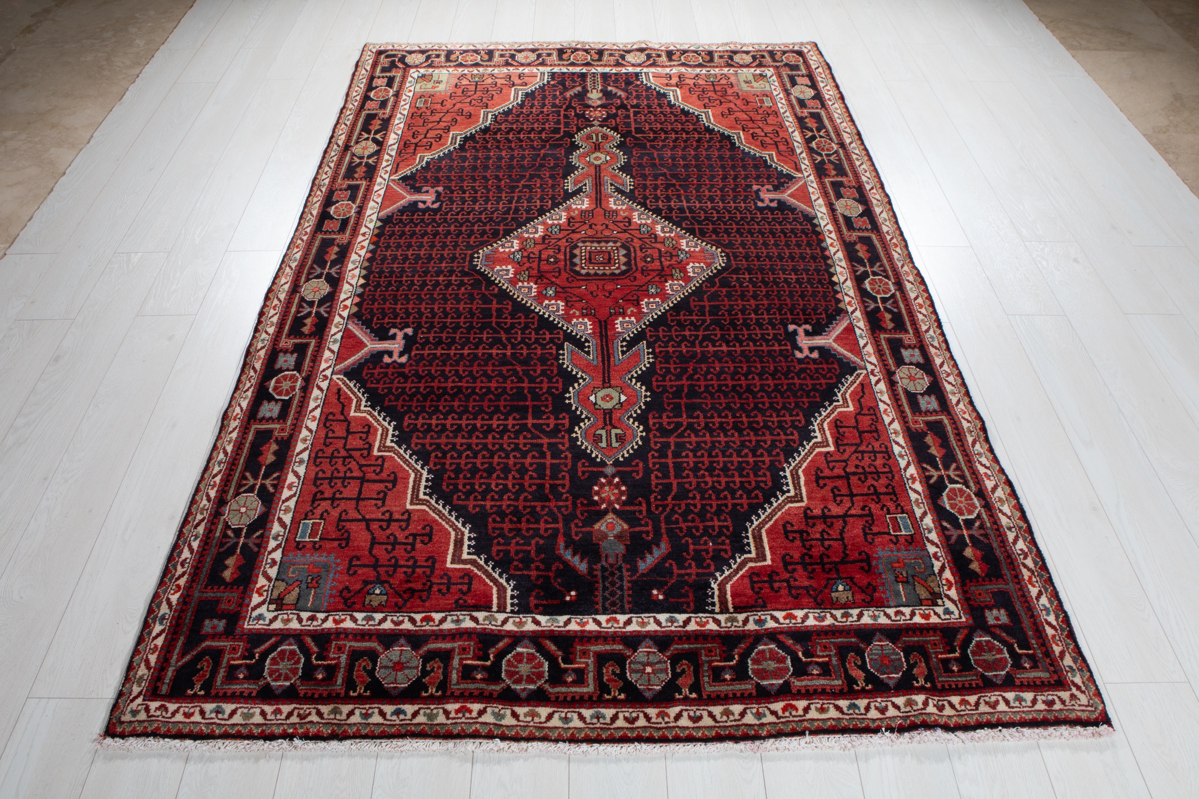 Hand-Knotted Vintage Wool Area Rug – 8' 2" x 5' 2" (249 x 157 cm) - Yasi & Fara