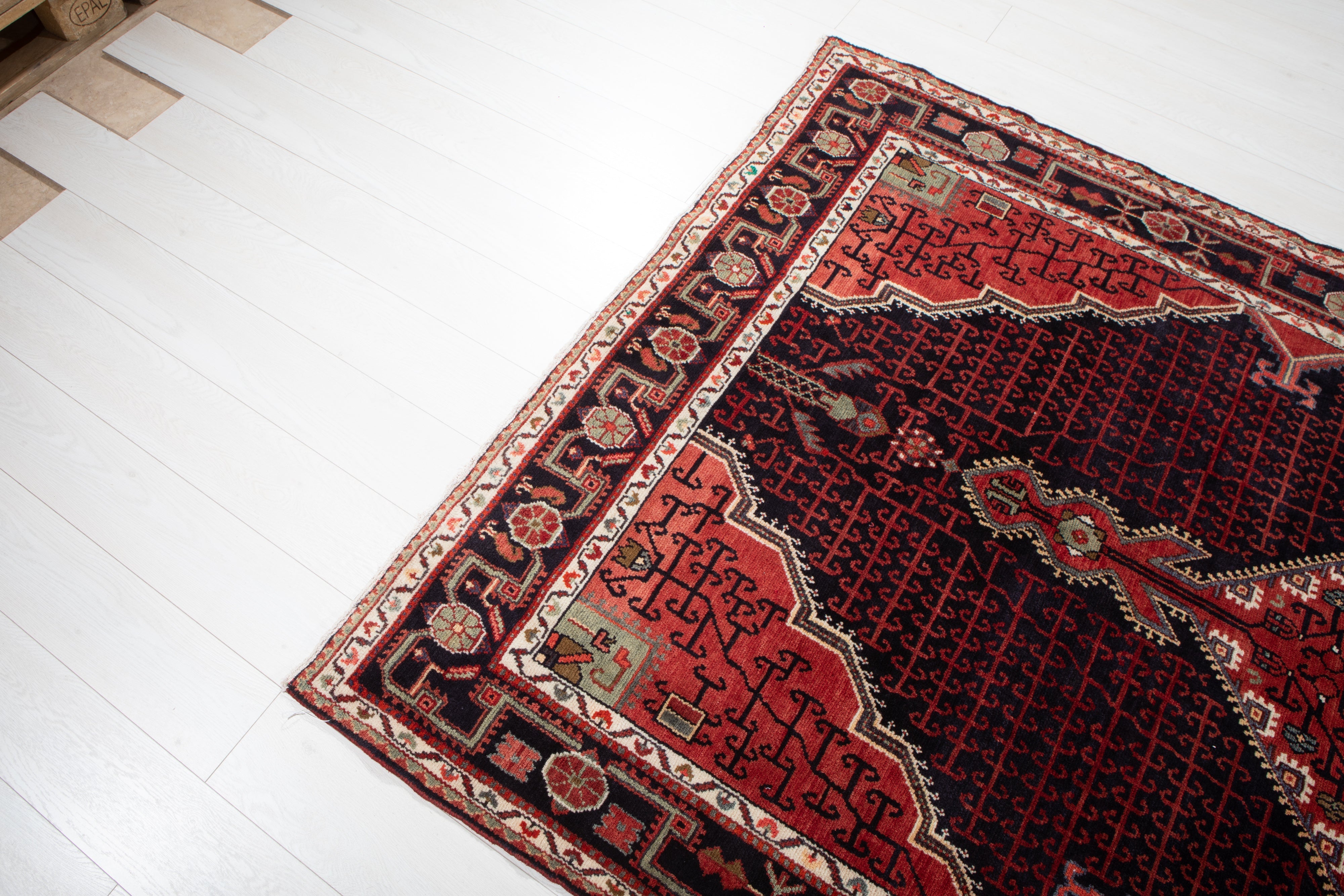 Hand-Knotted Vintage Wool Area Rug – 8' 2" x 5' 2" (249 x 157 cm) - Yasi & Fara