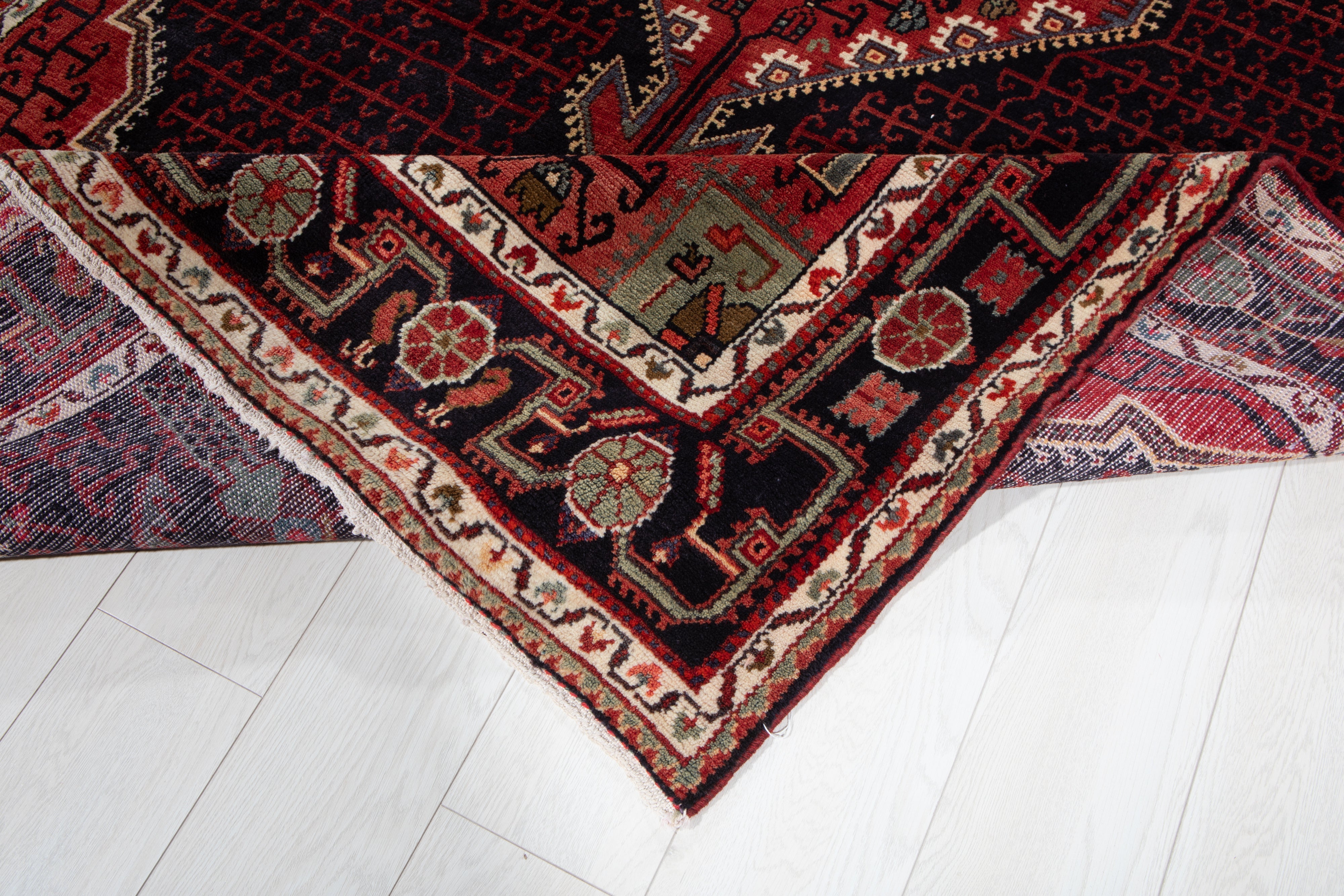 Hand-Knotted Vintage Wool Area Rug – 8' 2" x 5' 2" (249 x 157 cm) - Yasi & Fara