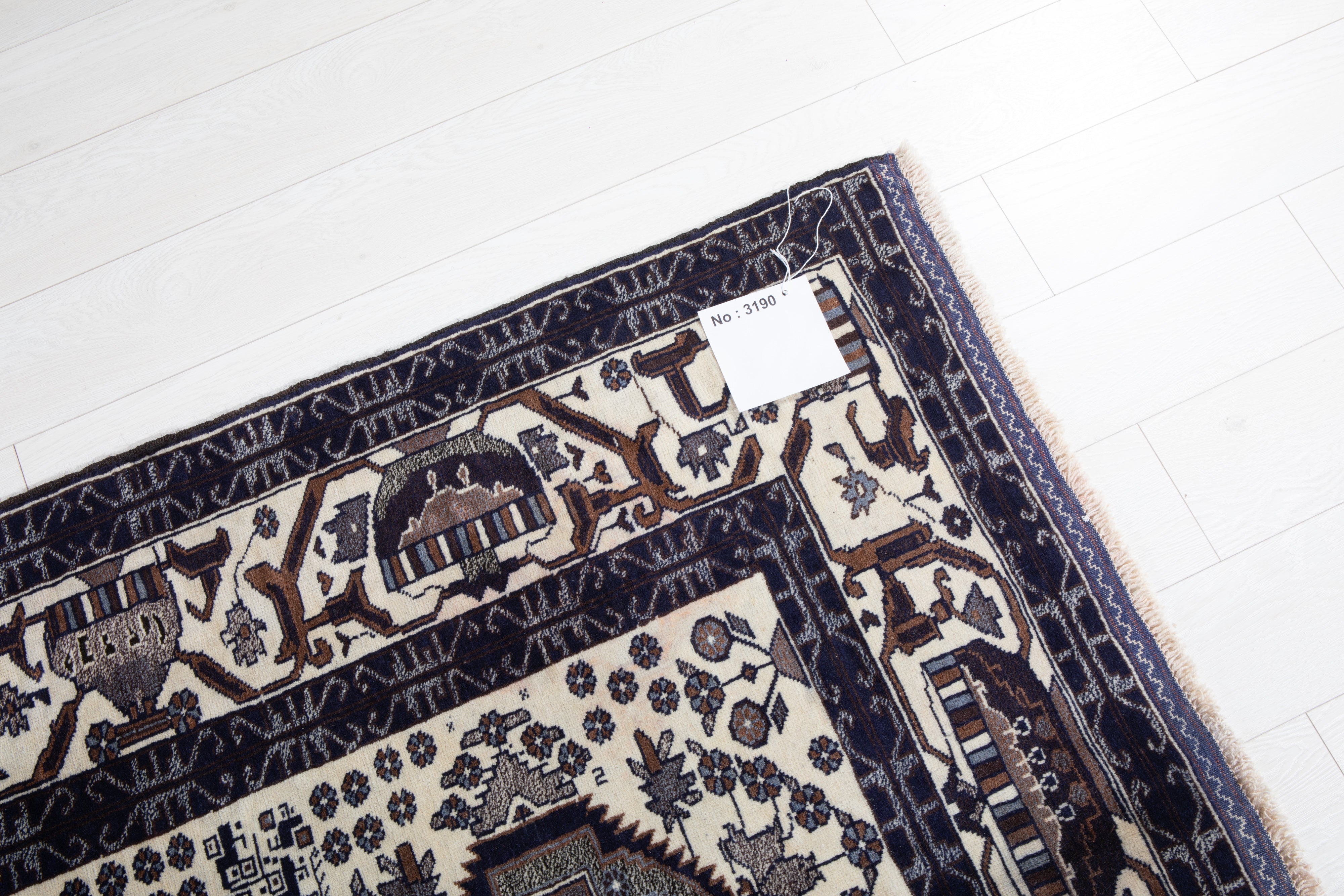 Hand-Knotted Vintage Wool Area Rug – 6' 5" x 3' 11" (194 x 118 cm) - Yasi & Fara